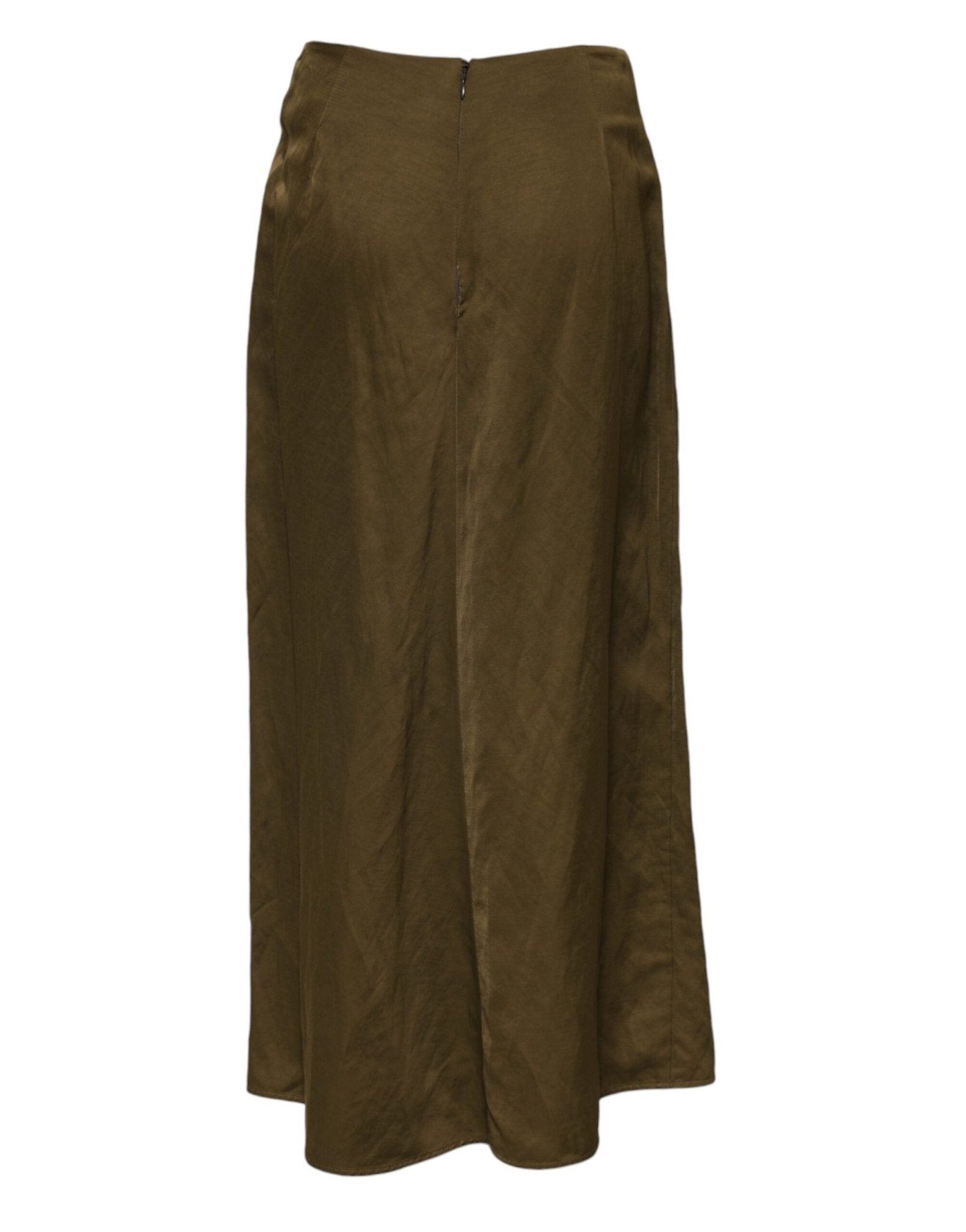 Jil Sander Olive Green Viscose A-line High Waist Midi Skirt - RIMODA