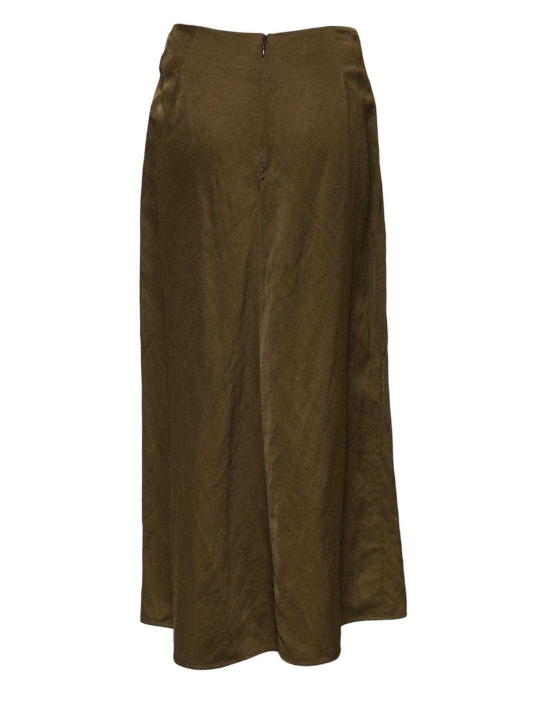 Jil Sander Olive Green Viscose A-line High Waist Midi Skirt - RIMODA