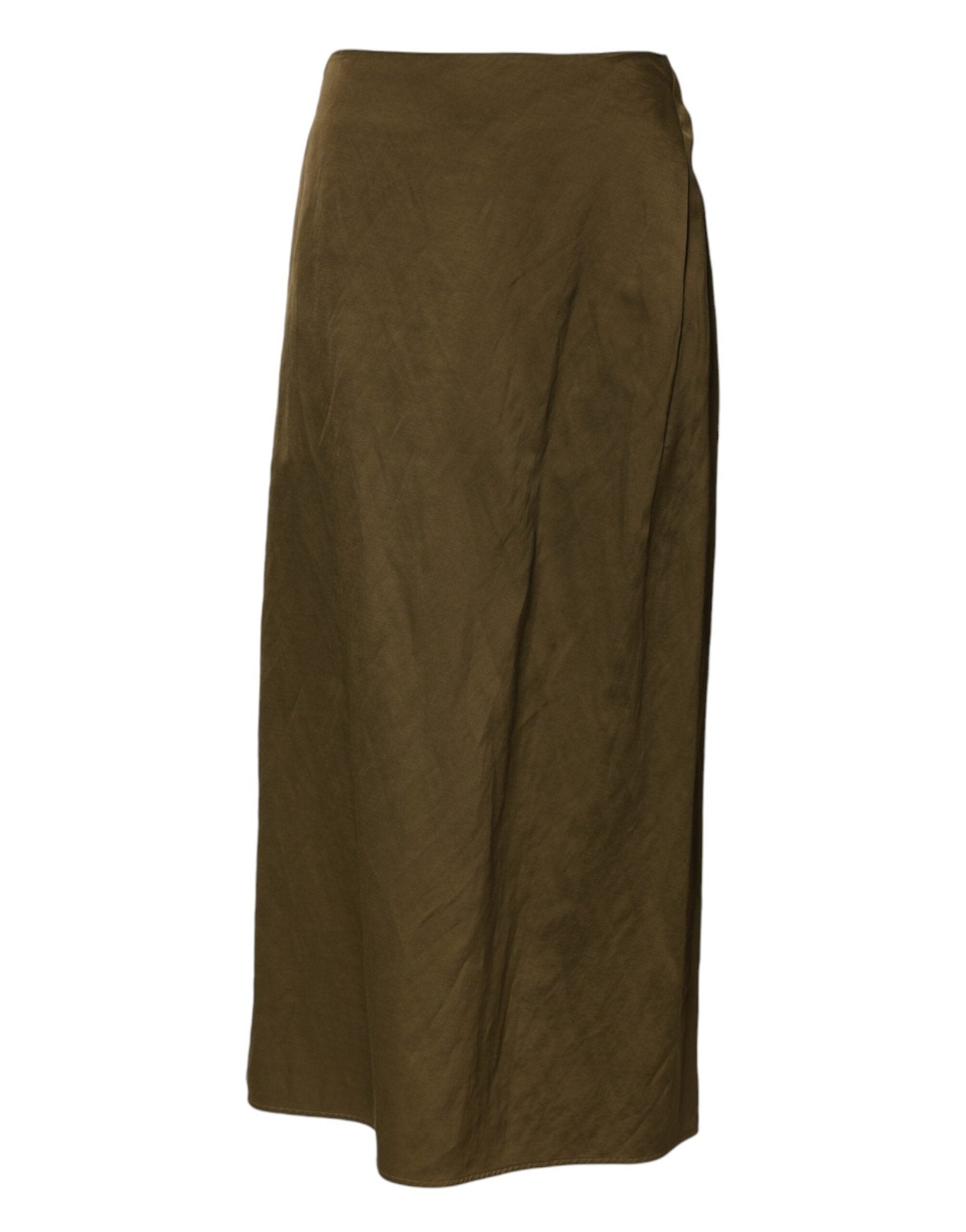 Jil Sander Olive Green Viscose A-line High Waist Midi Skirt - RIMODA