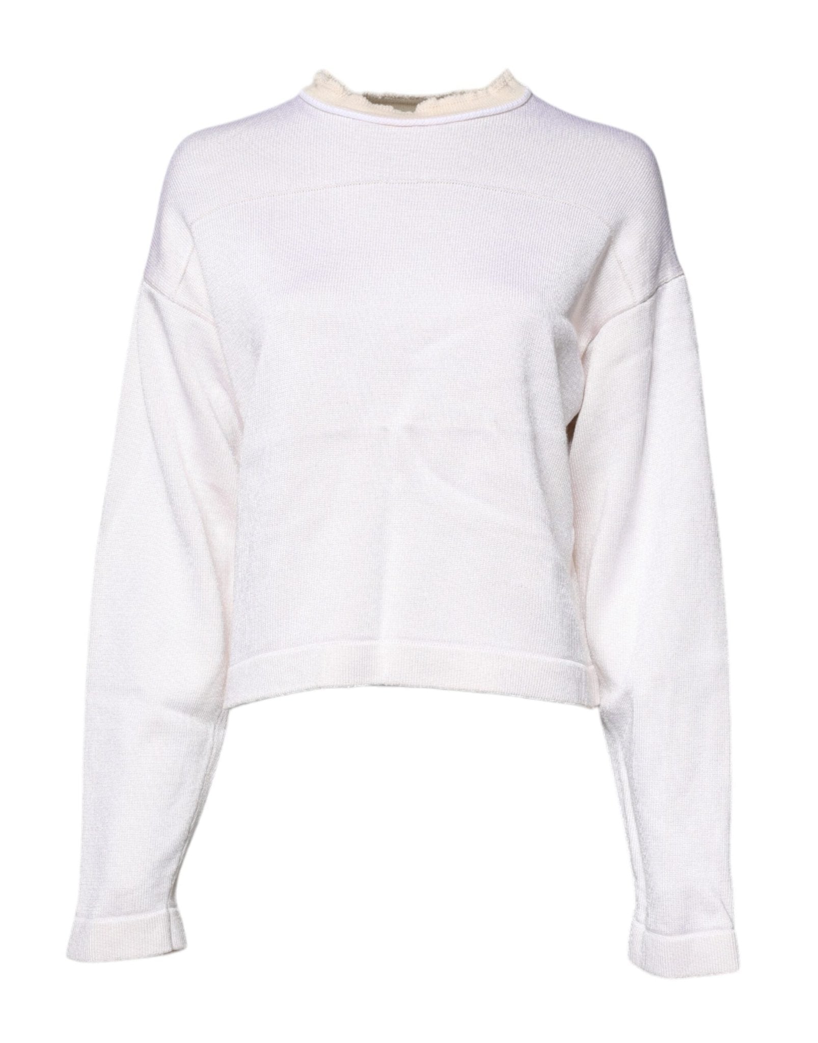 Jil Sander White Viscose Crew Neck Long Sleeves Pullover Sweater - RIMODA