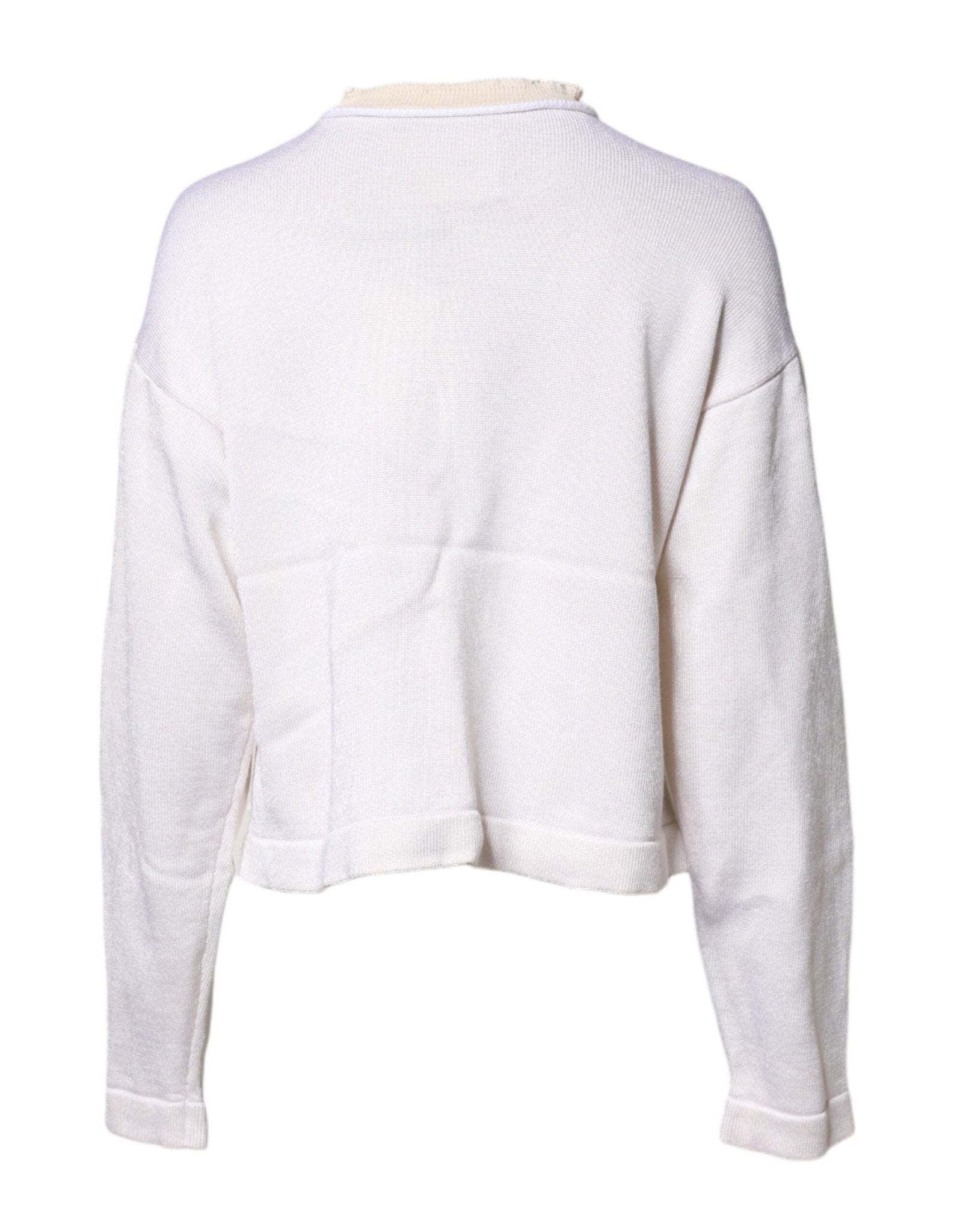 Jil Sander White Viscose Crew Neck Long Sleeves Pullover Sweater - RIMODA