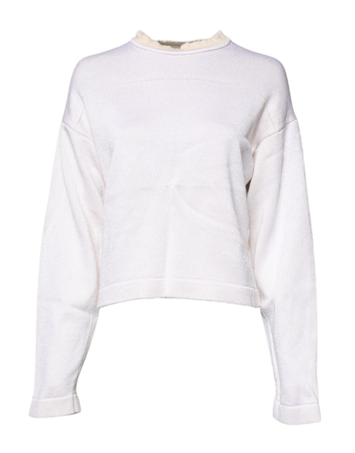 Jil Sander White Viscose Crew Neck Long Sleeves Pullover Sweater - RIMODA