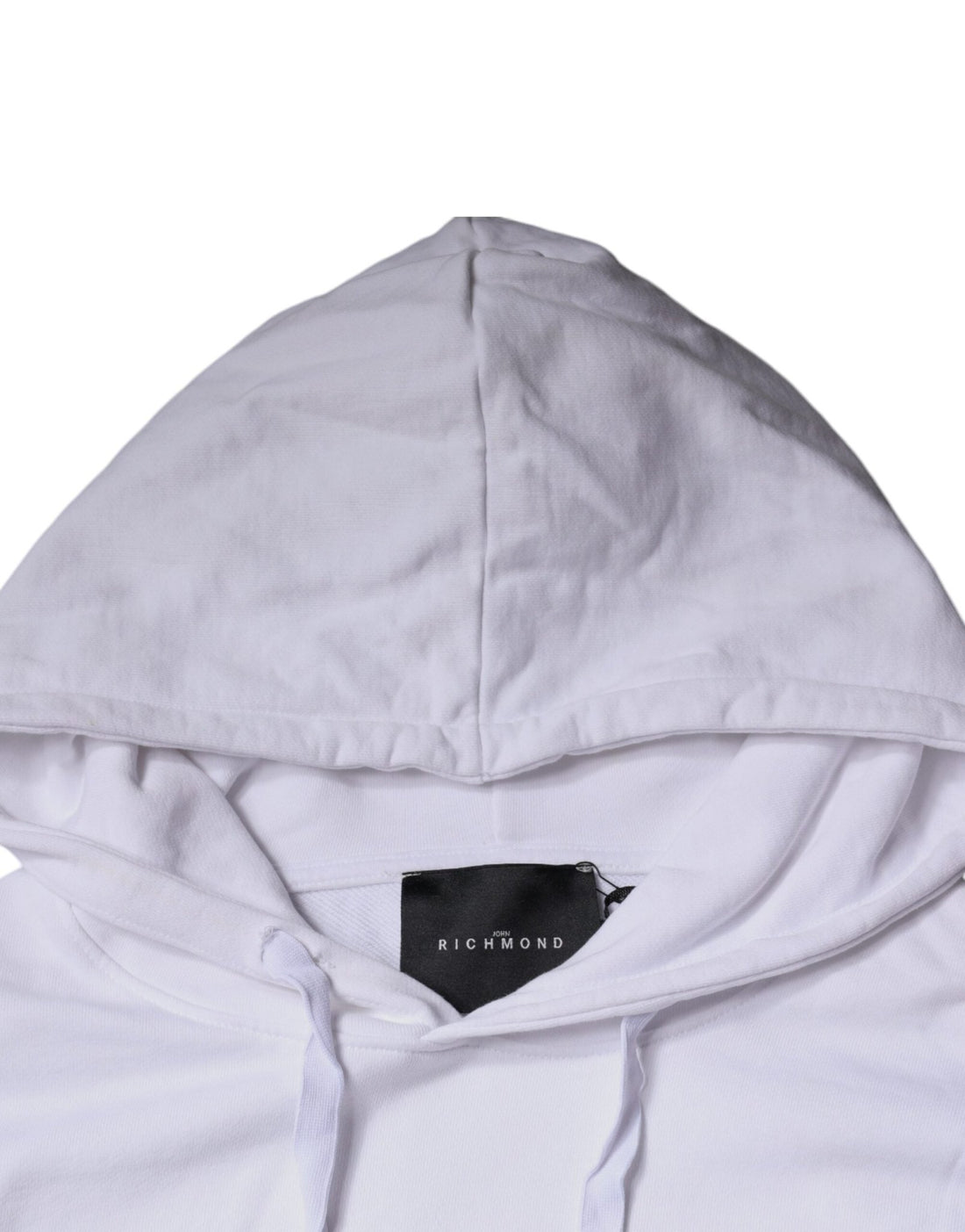 John Richmond White Logo Cotton Hooded Sweatshirt Sweater - RIMODA