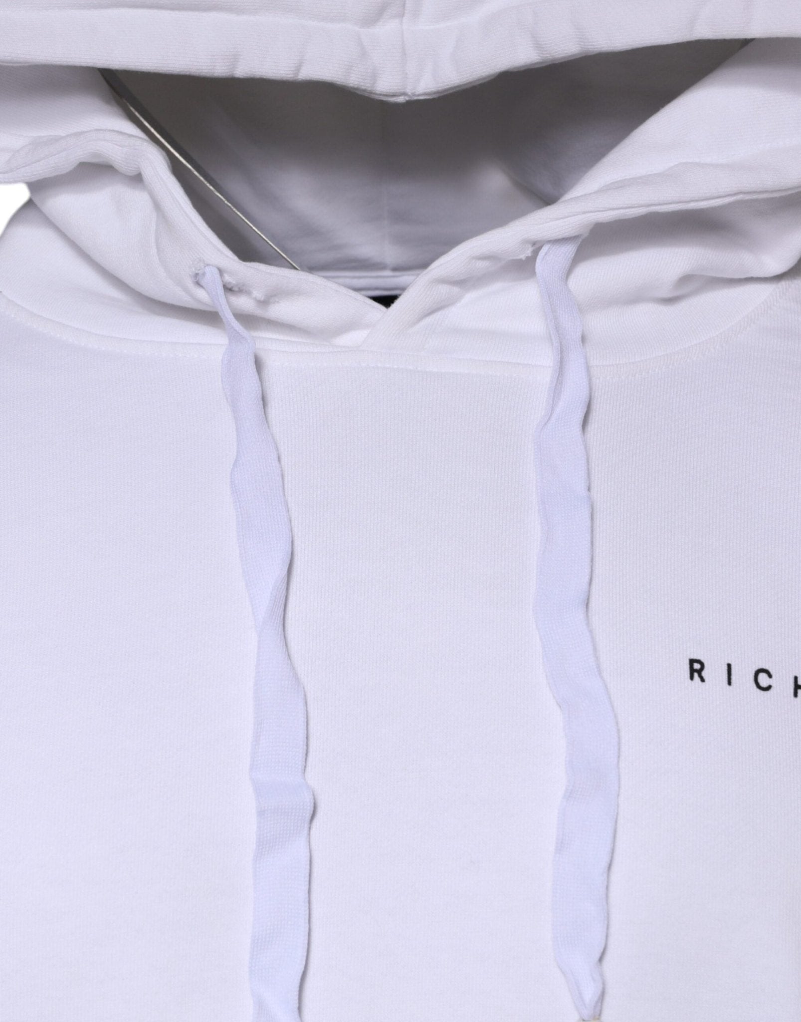 John Richmond White Logo Cotton Hooded Sweatshirt Sweater - RIMODA