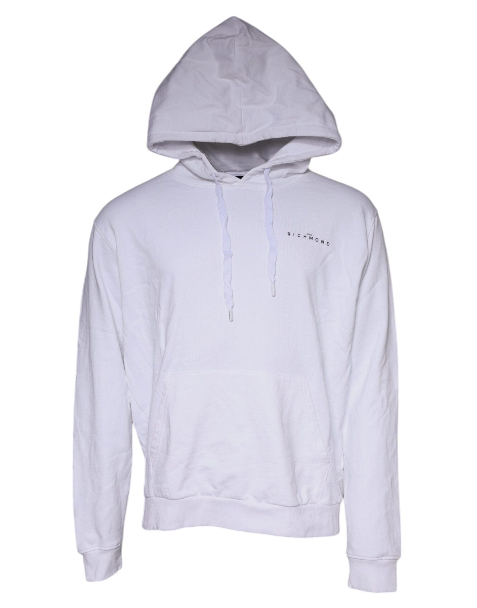 John Richmond White Logo Cotton Hooded Sweatshirt Sweater - RIMODA