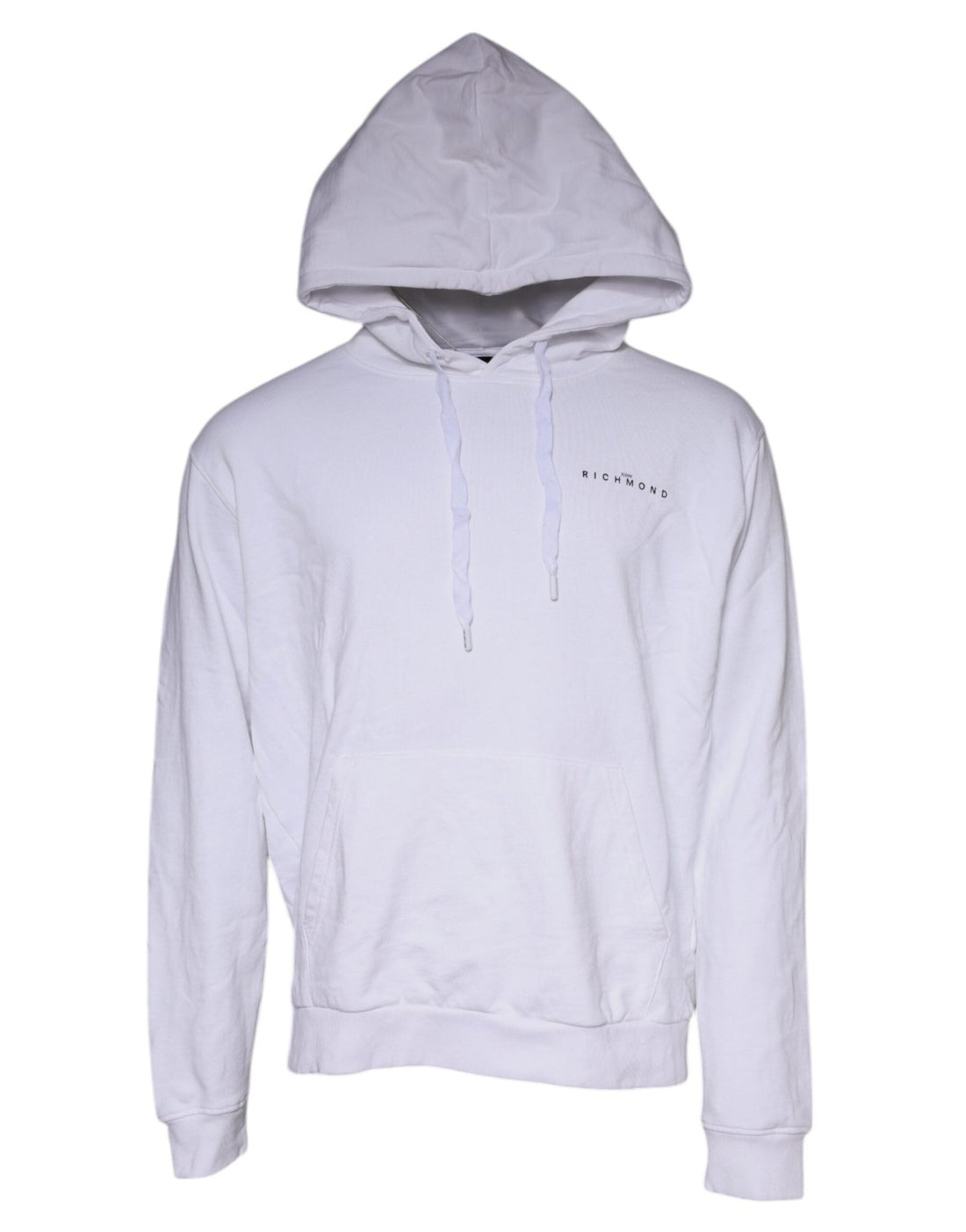 John Richmond White Logo Cotton Hooded Sweatshirt Sweater - RIMODA