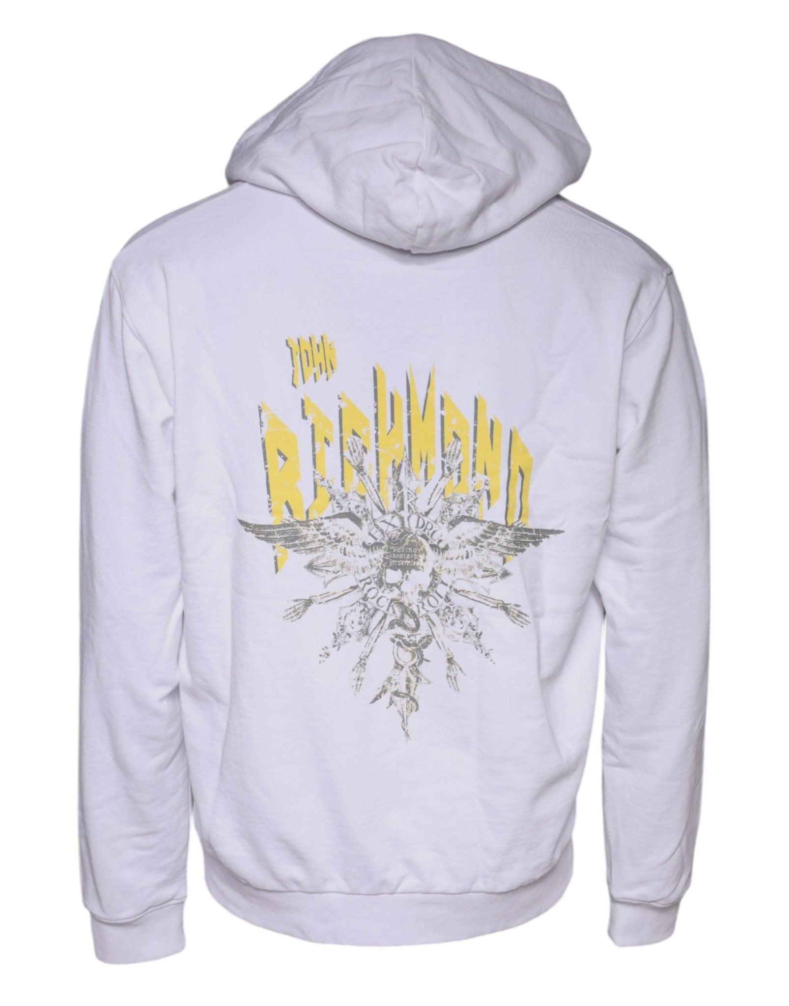 John Richmond White Logo Cotton Hooded Sweatshirt Sweater - RIMODA