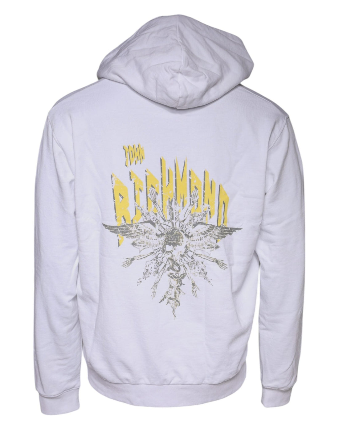 John Richmond White Logo Cotton Hooded Sweatshirt Sweater - RIMODA