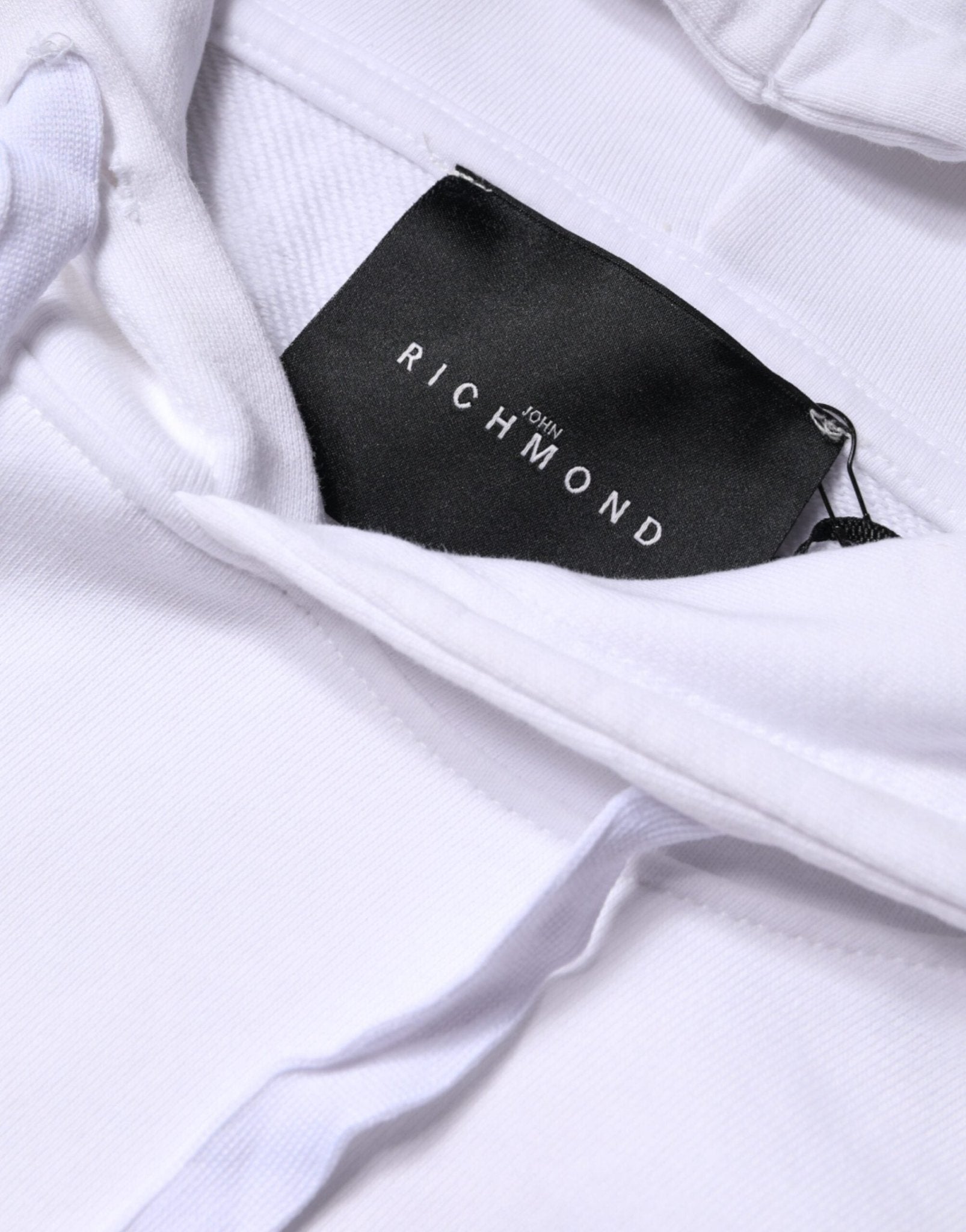 John Richmond White Logo Cotton Hooded Sweatshirt Sweater - RIMODA