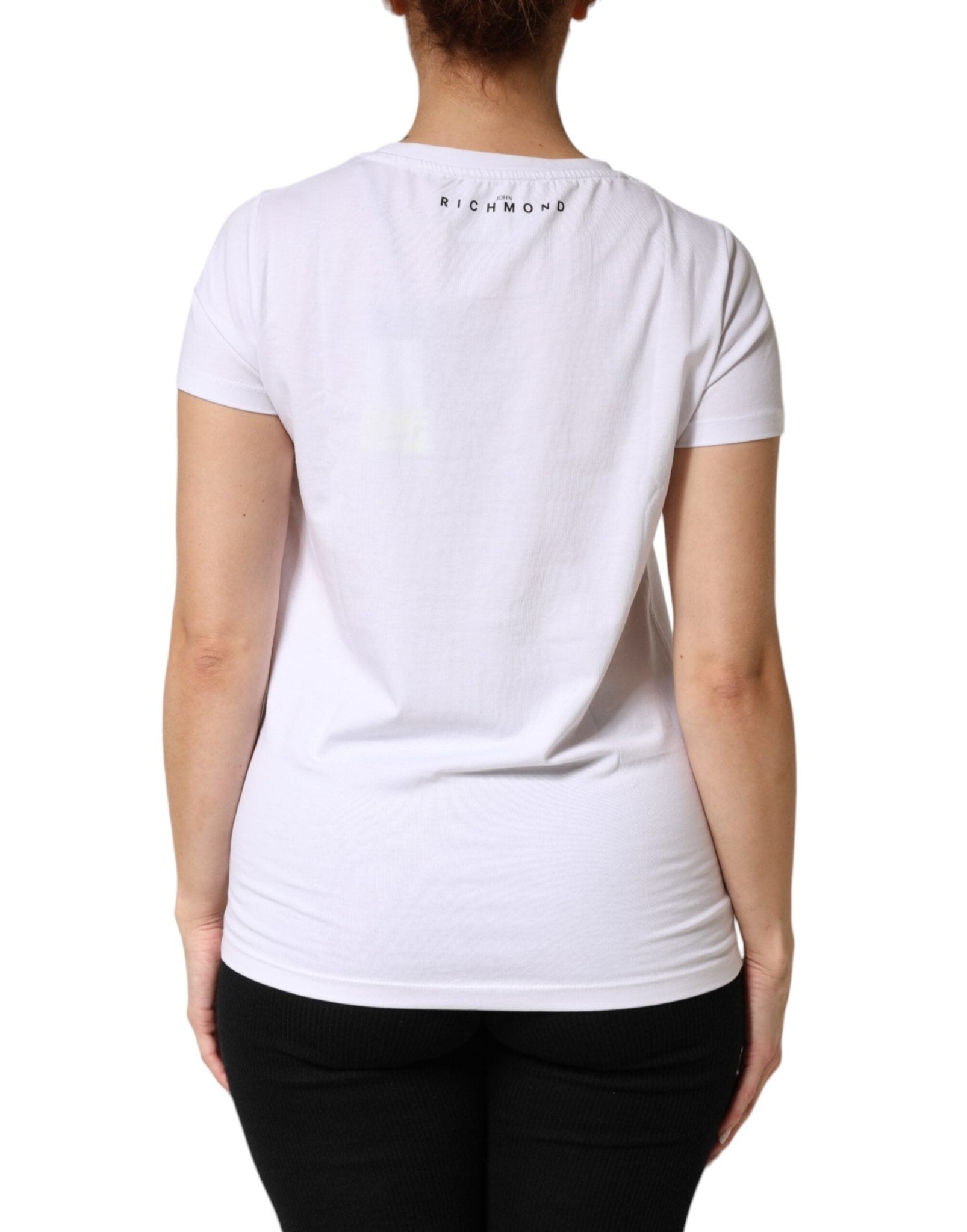 John Richmond White Printed Cotton Stretch Crew Neck T-shirt - RIMODA
