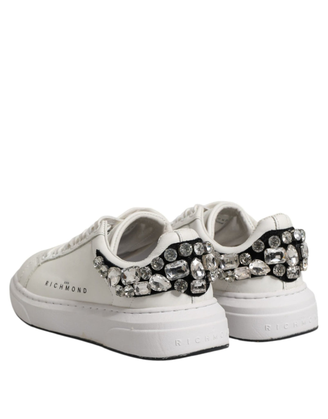 John Richmond White Rhinestone Embellished Sneakers Shoes - RIMODA