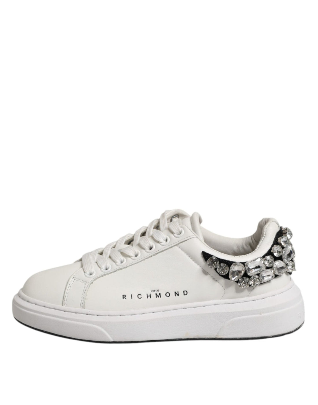 John Richmond White Rhinestone Embellished Sneakers Shoes - RIMODA