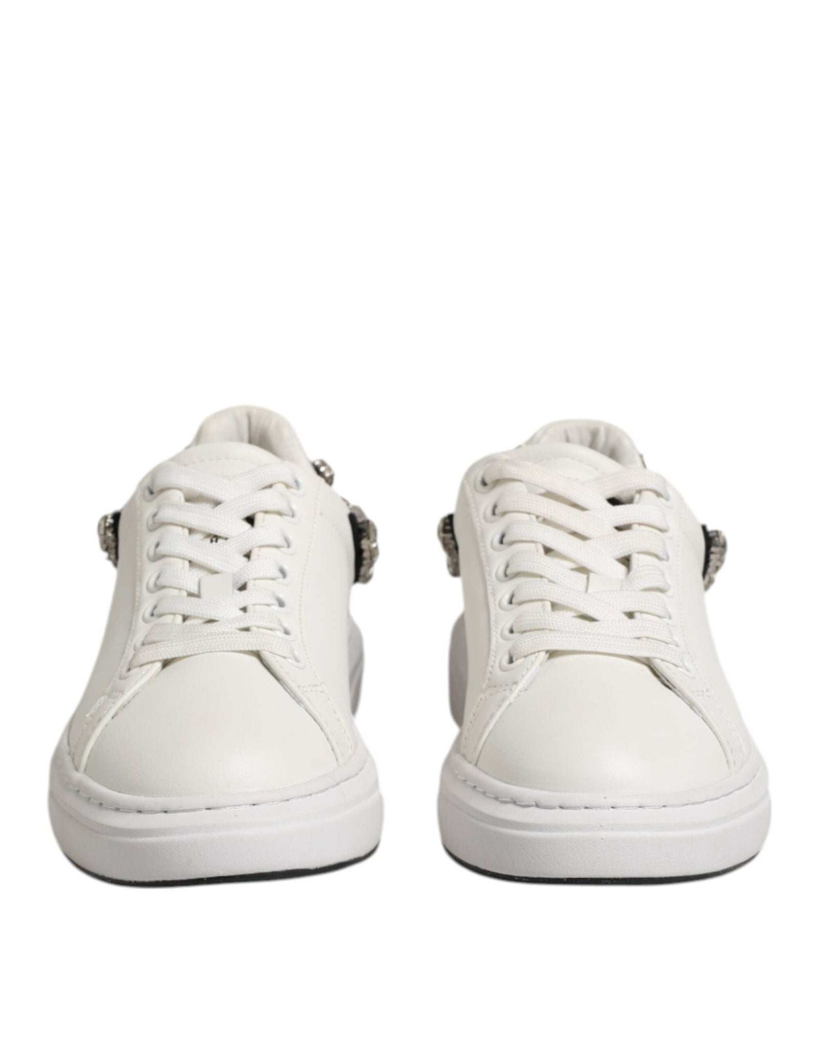 John Richmond White Rhinestone Embellished Sneakers Shoes - RIMODA