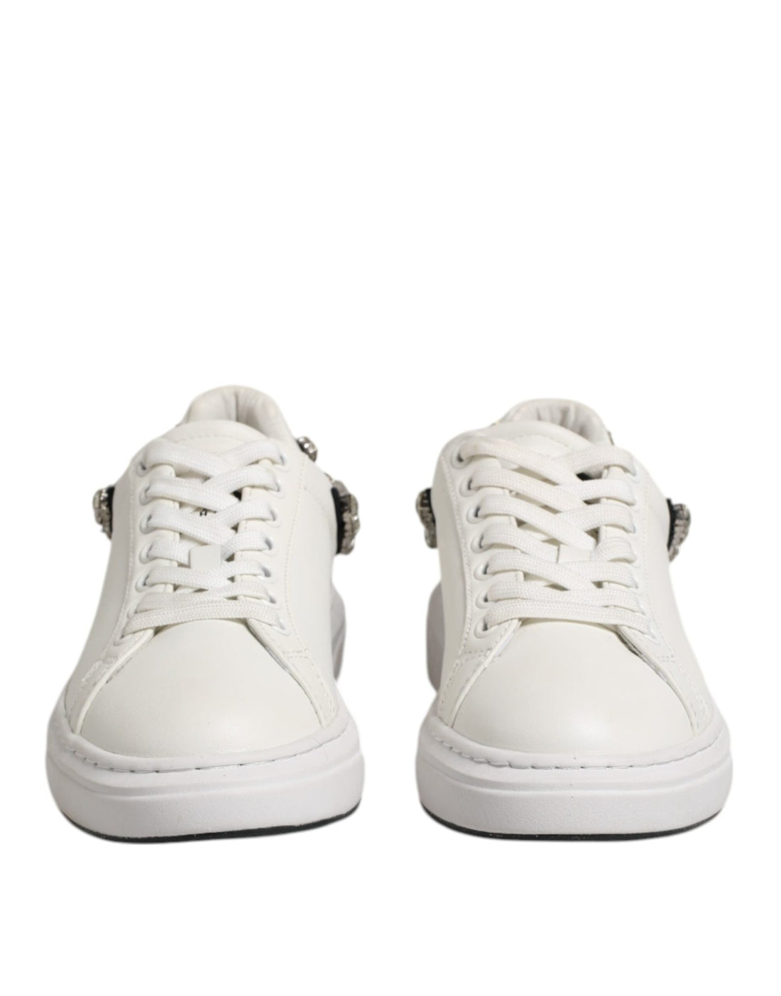 John Richmond White Rhinestone Embellished Sneakers Shoes - RIMODA