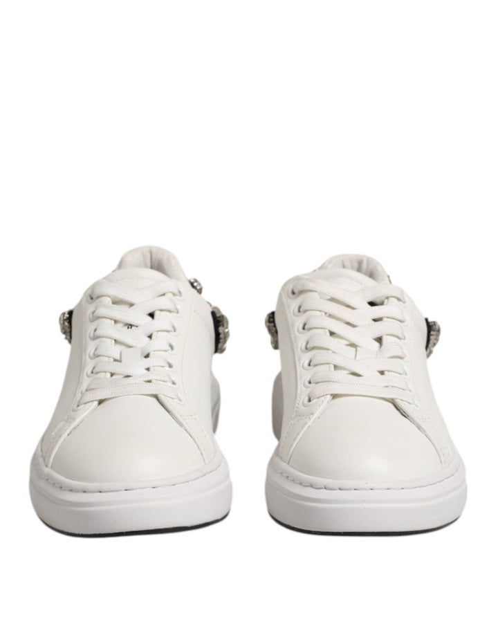 John Richmond White Rhinestone Embellished Sneakers Shoes - RIMODA