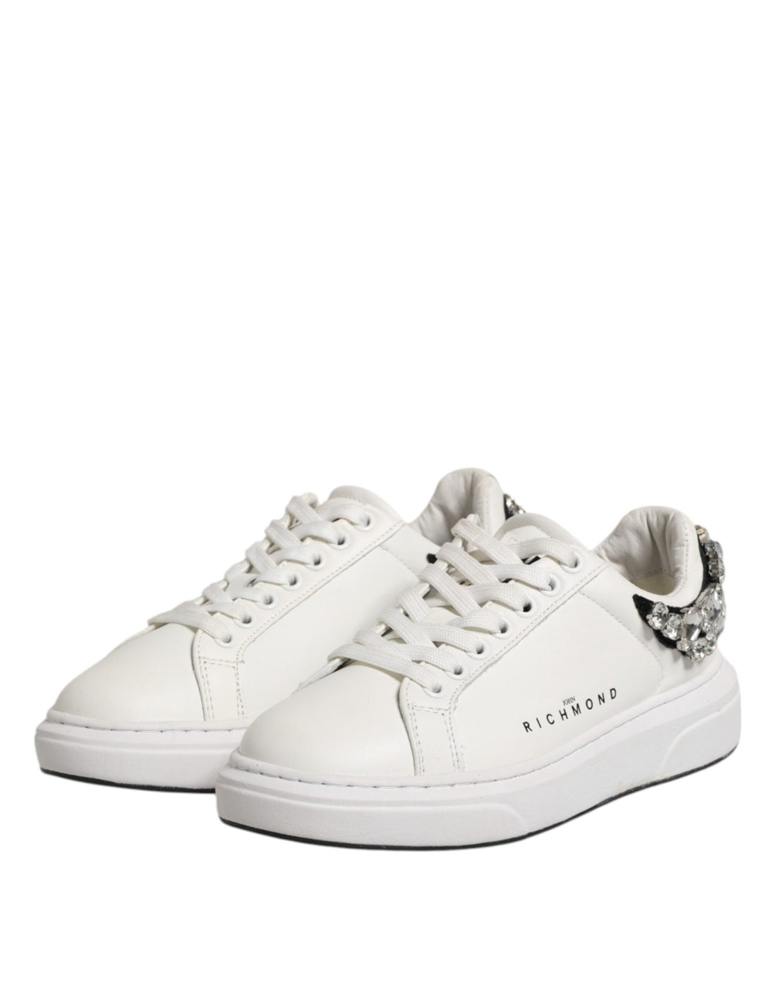 John Richmond White Rhinestone Embellished Sneakers Shoes - RIMODA