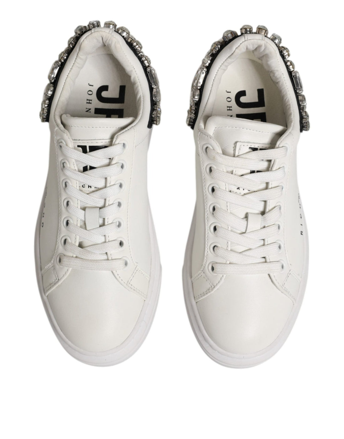 John Richmond White Rhinestone Embellished Sneakers Shoes - RIMODA