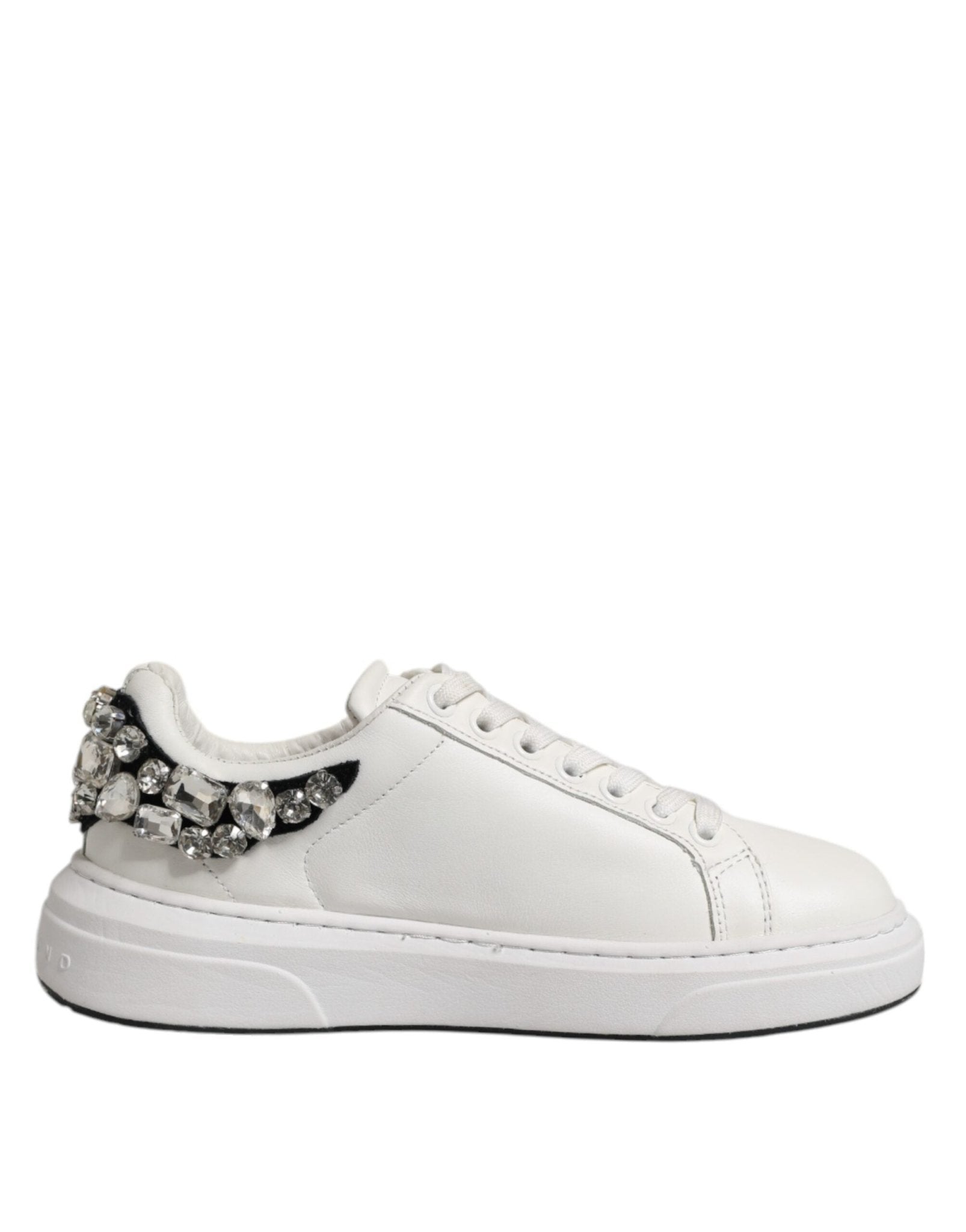 John Richmond White Rhinestone Embellished Sneakers Shoes - RIMODA