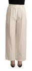 Jucca Off White Cotton High Waist Straight Women Trouser - RIMODA