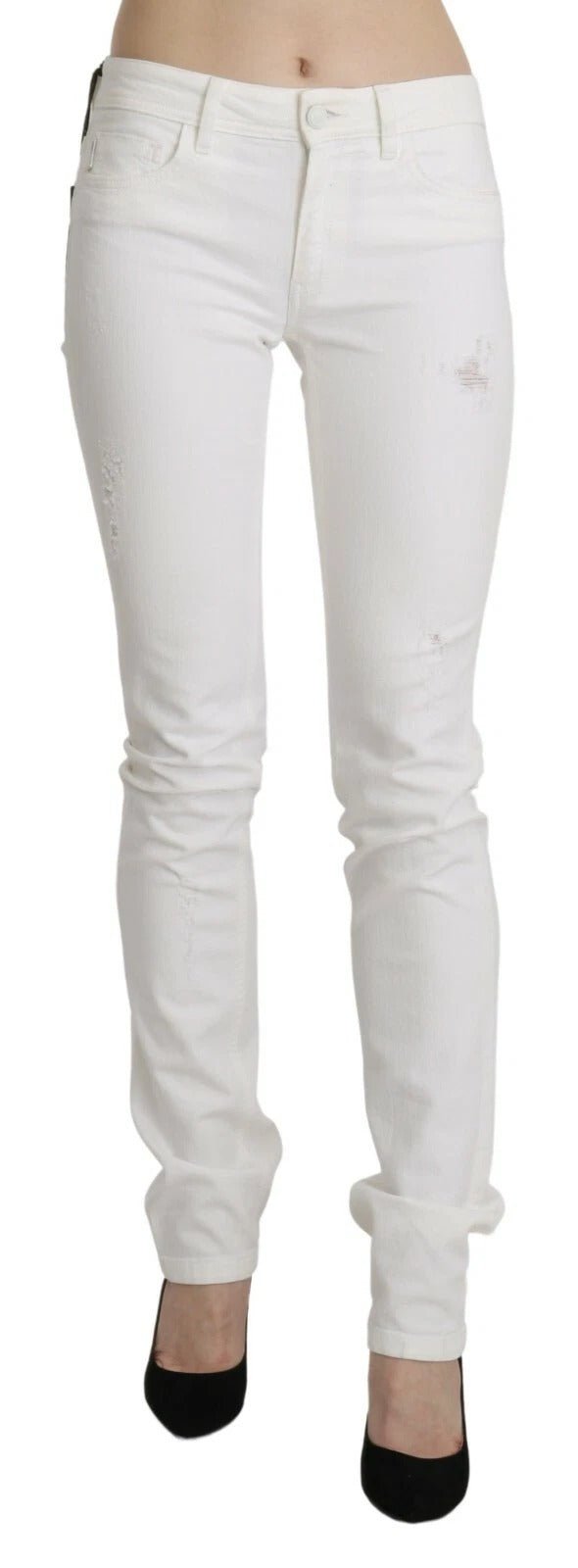Just Cavalli White Cotton Slim Fit Mid Waist Skinny Trouser Jeans - RIMODA