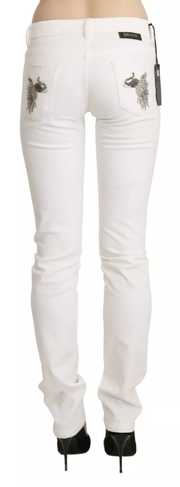 Just Cavalli White Cotton Slim Fit Mid Waist Skinny Trouser Jeans - RIMODA