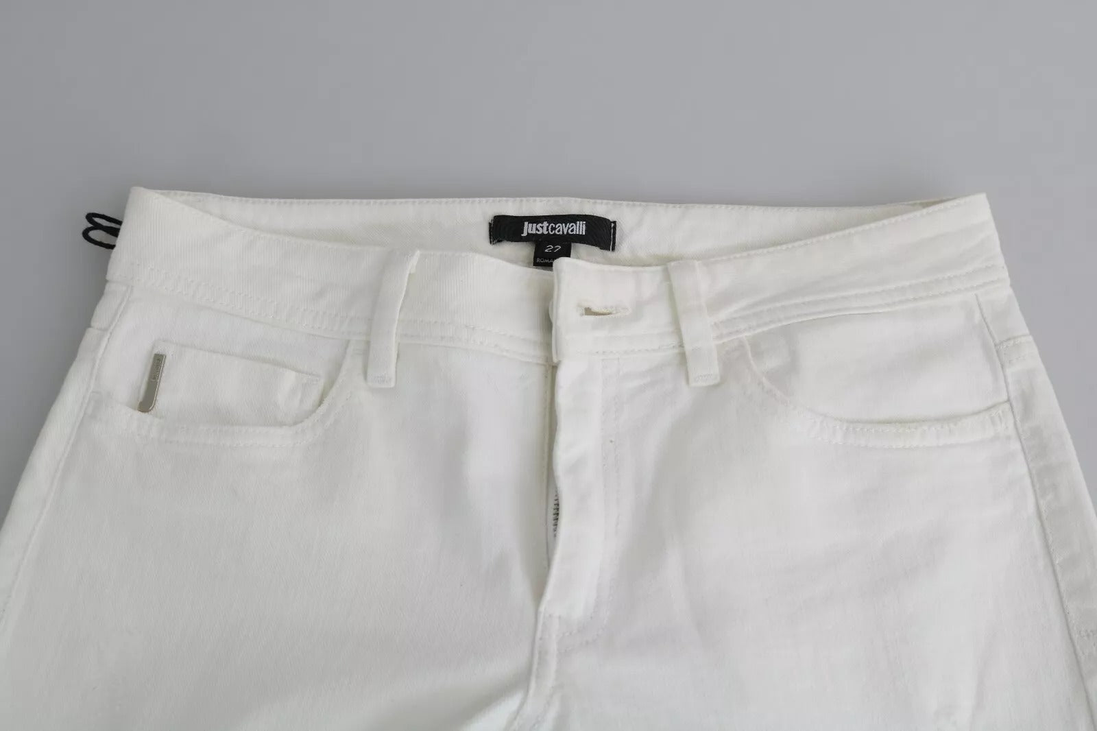 Just Cavalli White Cotton Slim Fit Mid Waist Skinny Trouser Jeans - RIMODA