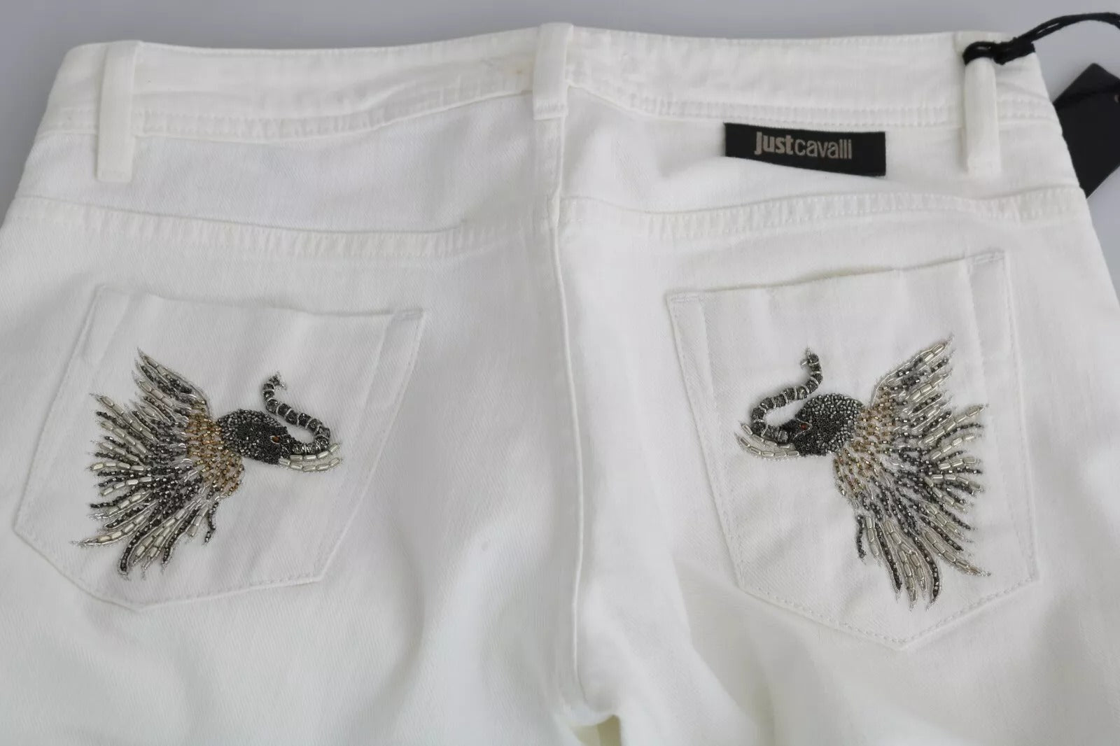 Just Cavalli White Cotton Slim Fit Mid Waist Skinny Trouser Jeans - RIMODA