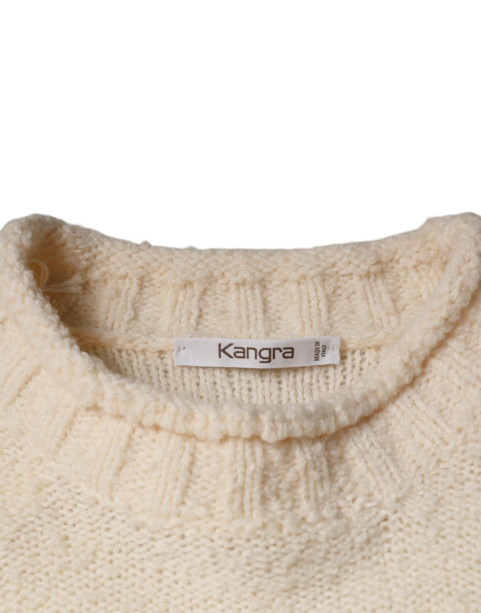 KANGRA Beige Wool Knit Long Sleeve Round Neck Pullover Sweater - RIMODA