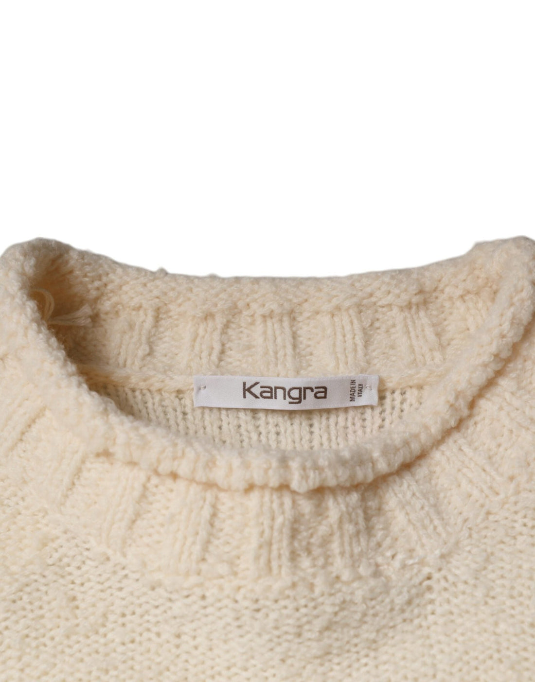 KANGRA Beige Wool Knit Long Sleeve Round Neck Pullover Sweater - RIMODA