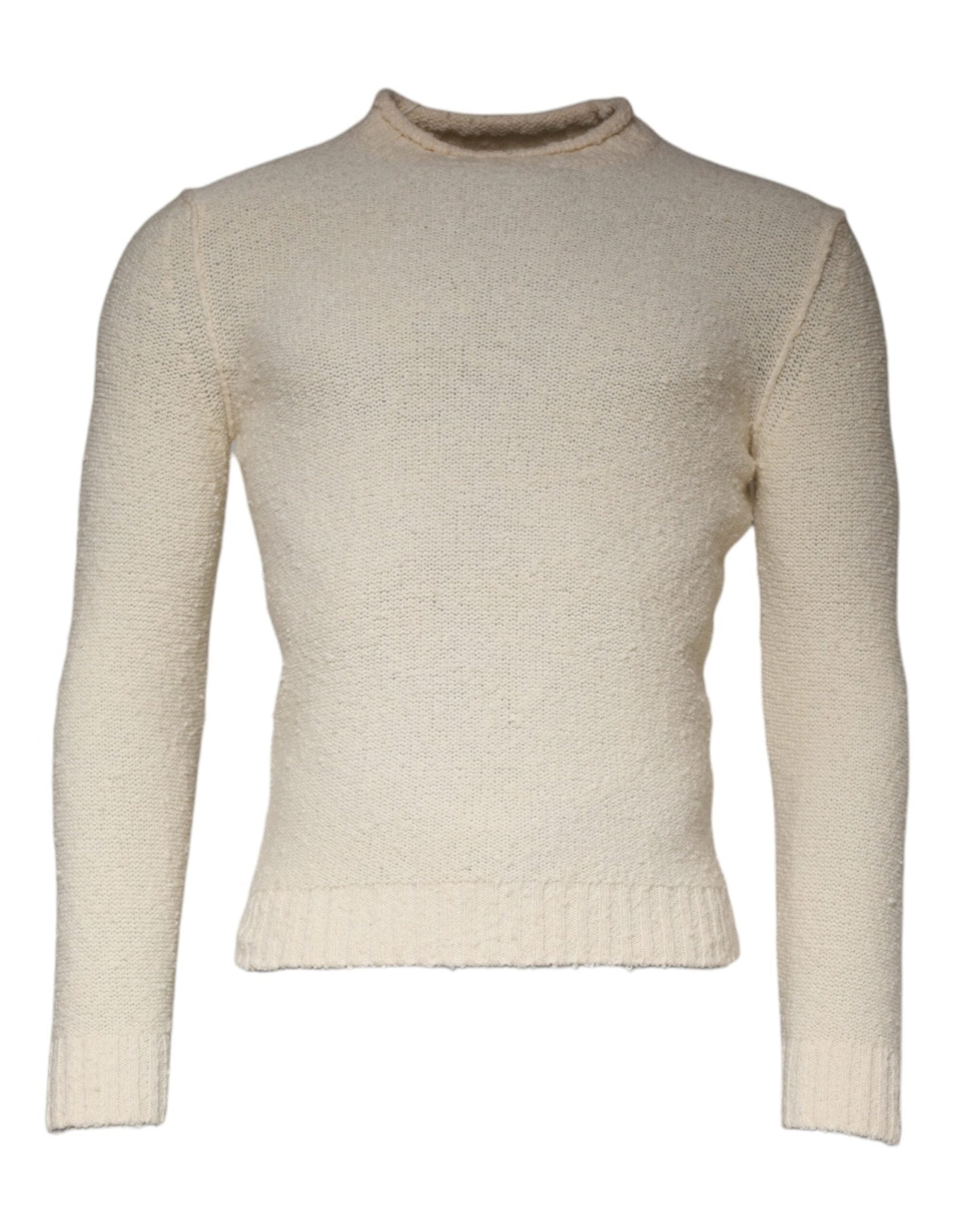 KANGRA Beige Wool Knit Long Sleeve Round Neck Pullover Sweater - RIMODA