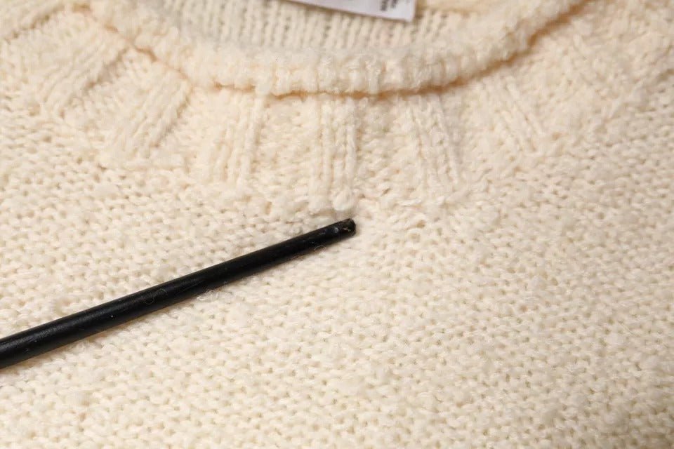 KANGRA Beige Wool Knit Long Sleeve Round Neck Pullover Sweater - RIMODA