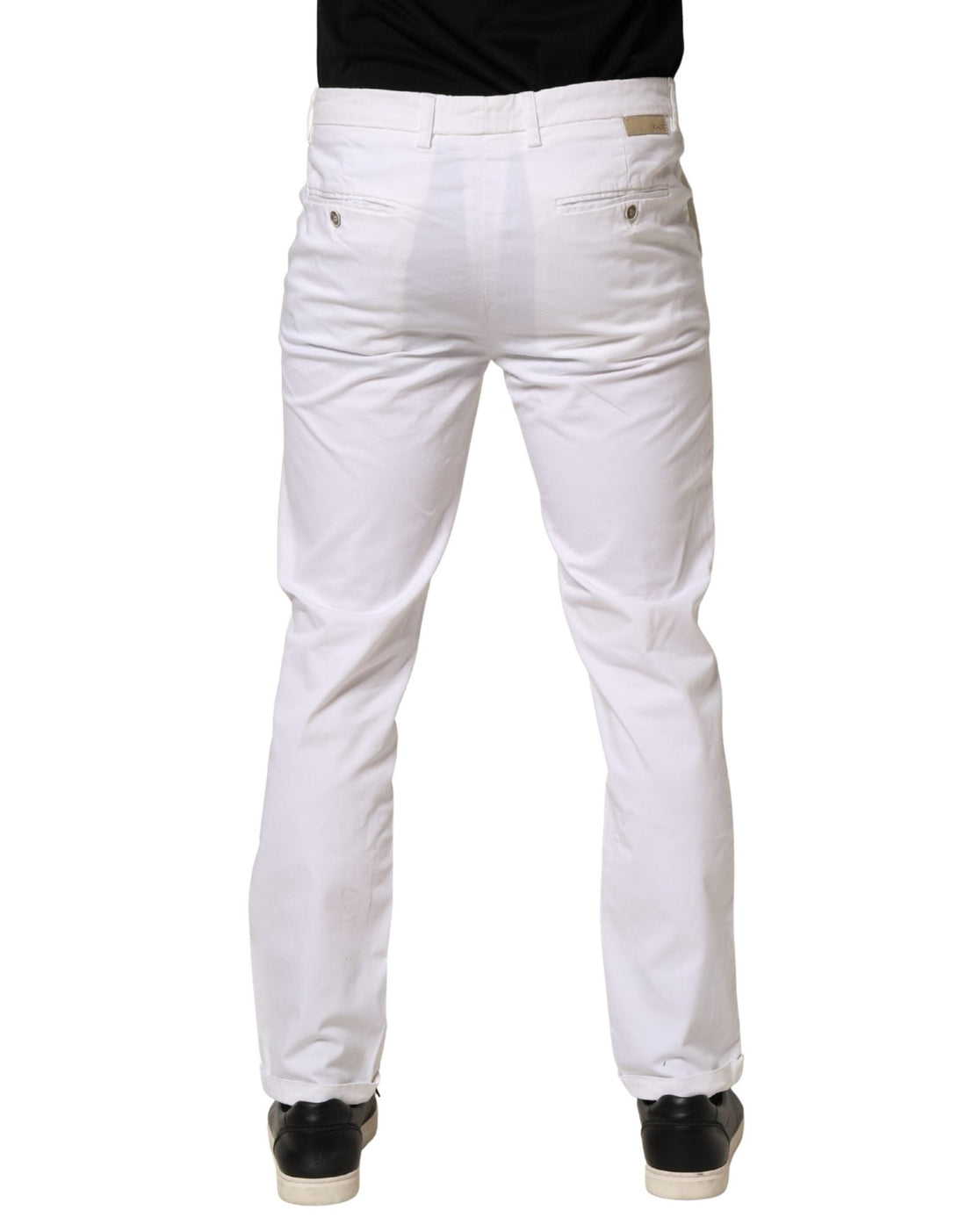 Kaos White Mid Waist Cotton Stretch Casual Men Trouser Pants - RIMODA