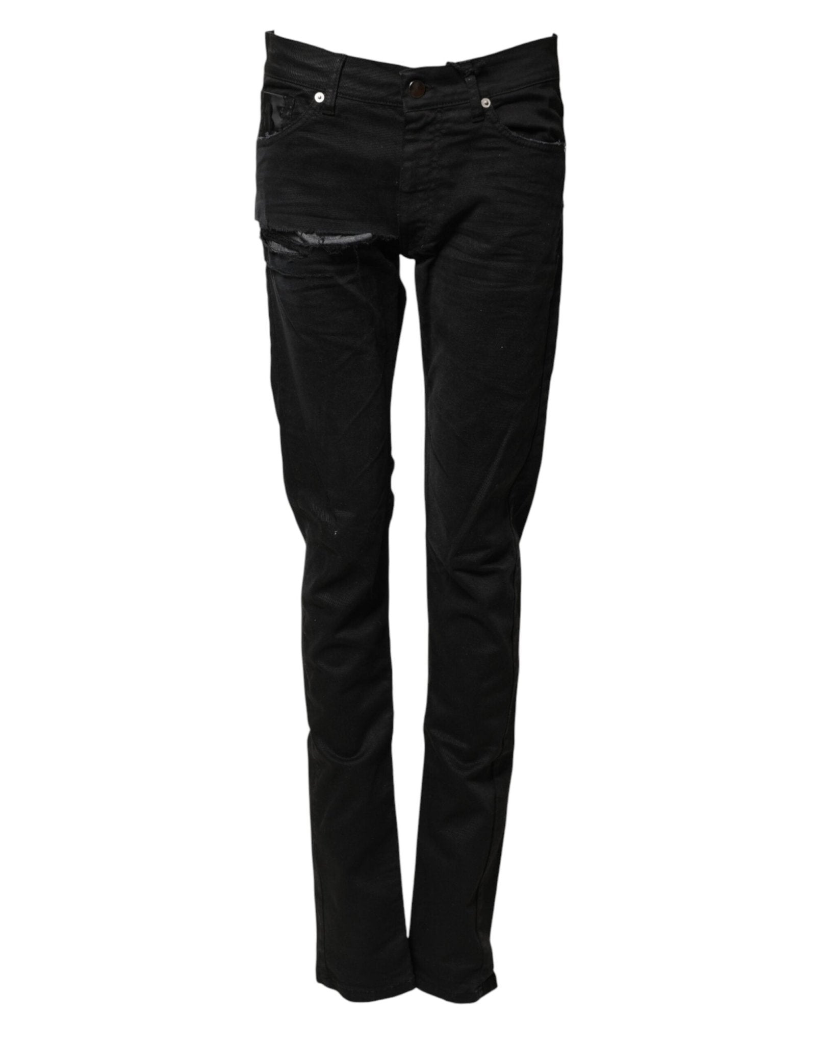 Karl Lagerfeld Black Tattered Men Skinny Denim Trouser Jeans - RIMODA