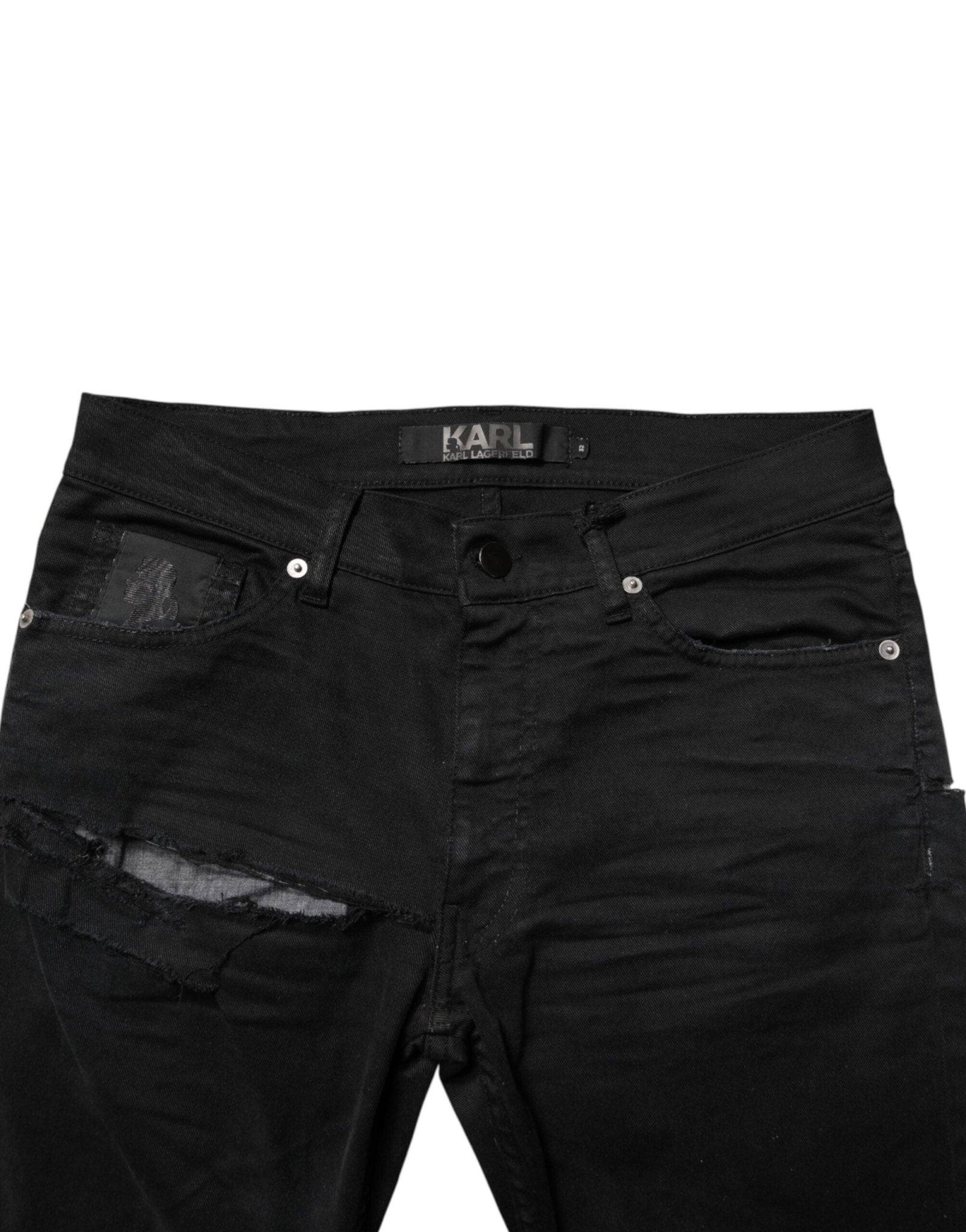 Karl Lagerfeld Black Tattered Men Skinny Denim Trouser Jeans - RIMODA