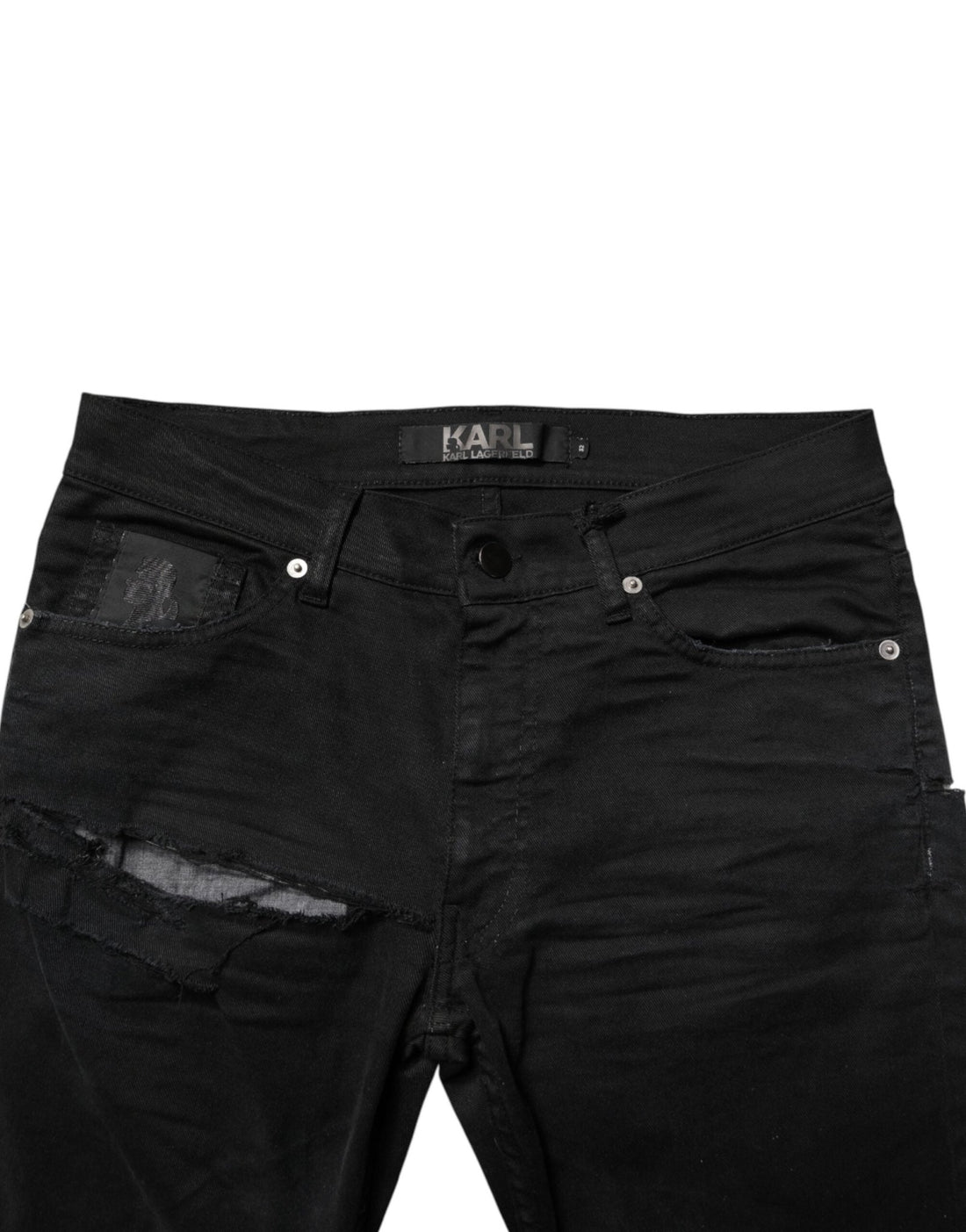 Karl Lagerfeld Black Tattered Men Skinny Denim Trouser Jeans - RIMODA