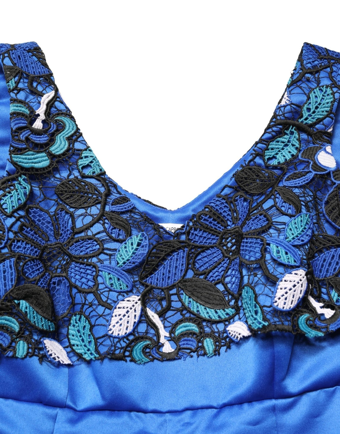 LANACAPRINA Royal Blue Floral Lace Sleeveless Long Gown Dress - RIMODA