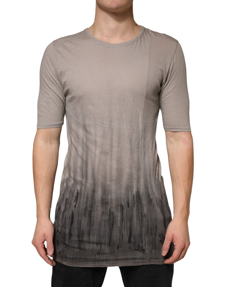 Laneus Gray Two Tone Cotton Round Neck Short Sleeves T-shirt - RIMODA