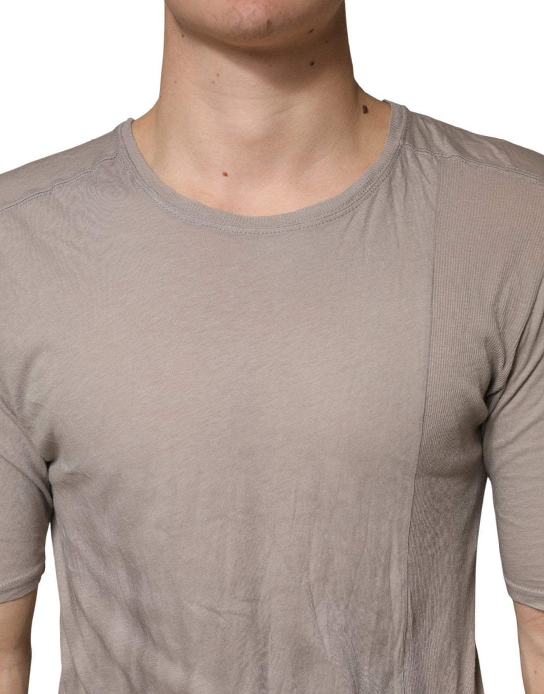 Laneus Gray Two Tone Cotton Round Neck Short Sleeves T-shirt - RIMODA