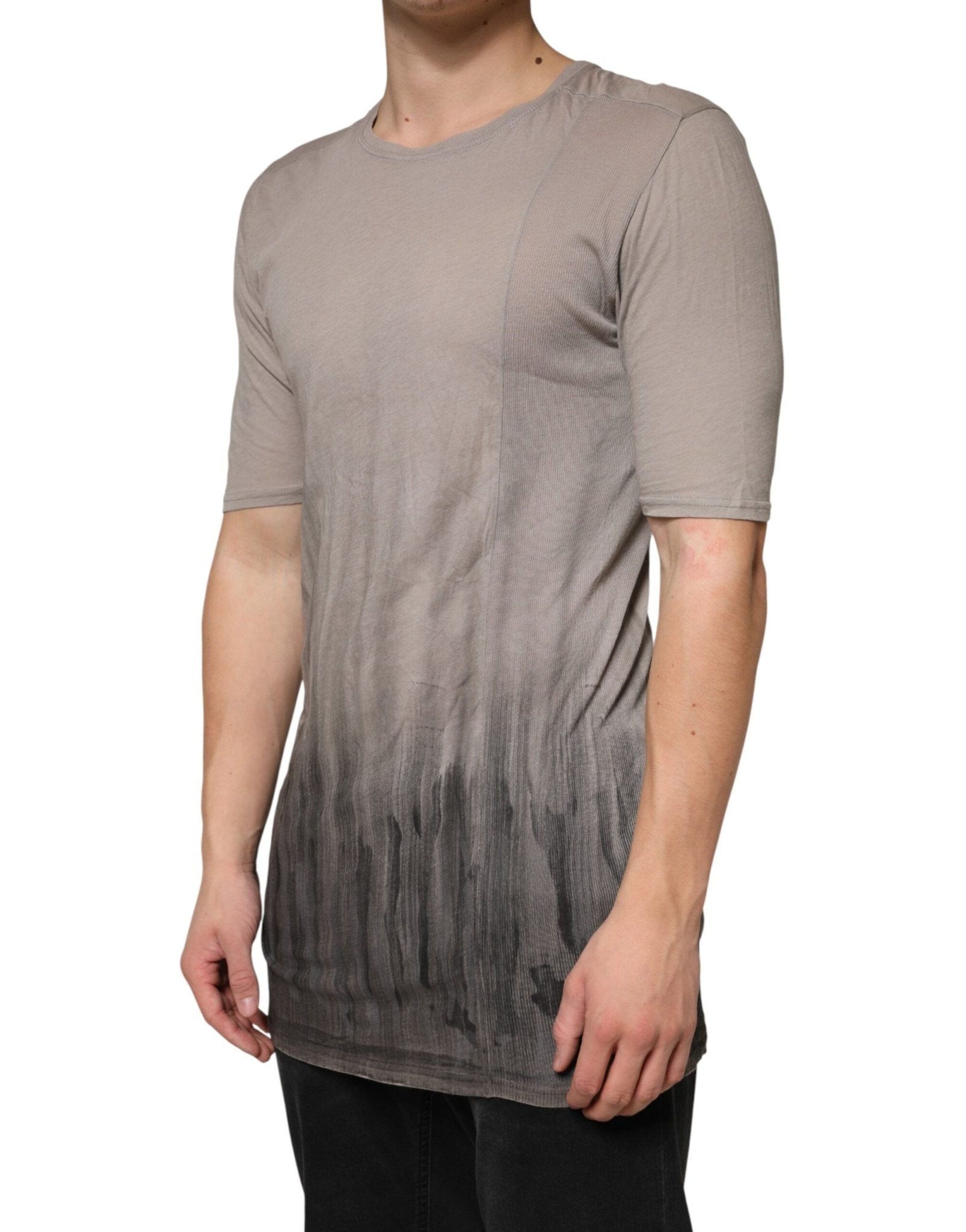 Laneus Gray Two Tone Cotton Round Neck Short Sleeves T-shirt - RIMODA