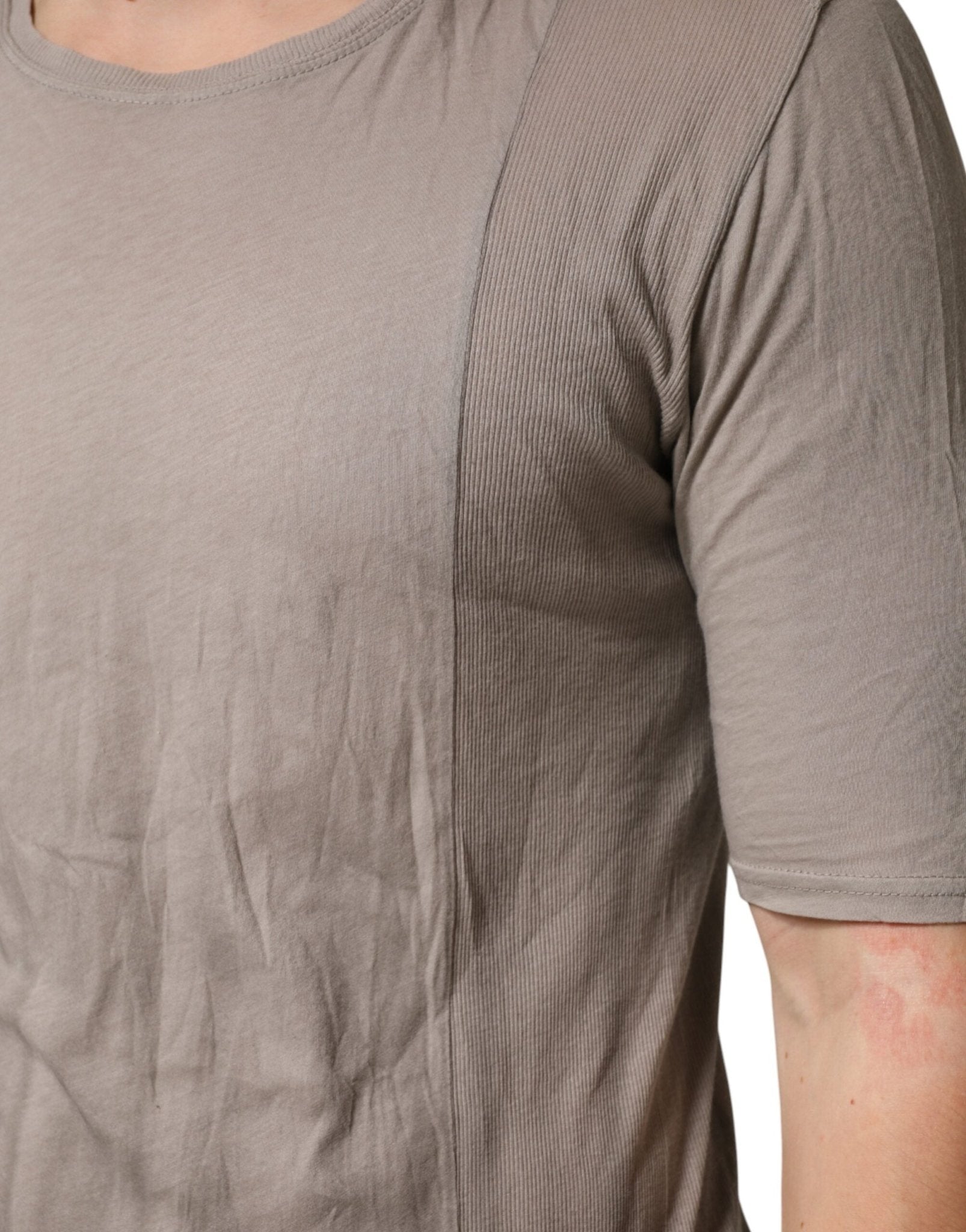 Laneus Gray Two Tone Cotton Round Neck Short Sleeves T-shirt - RIMODA