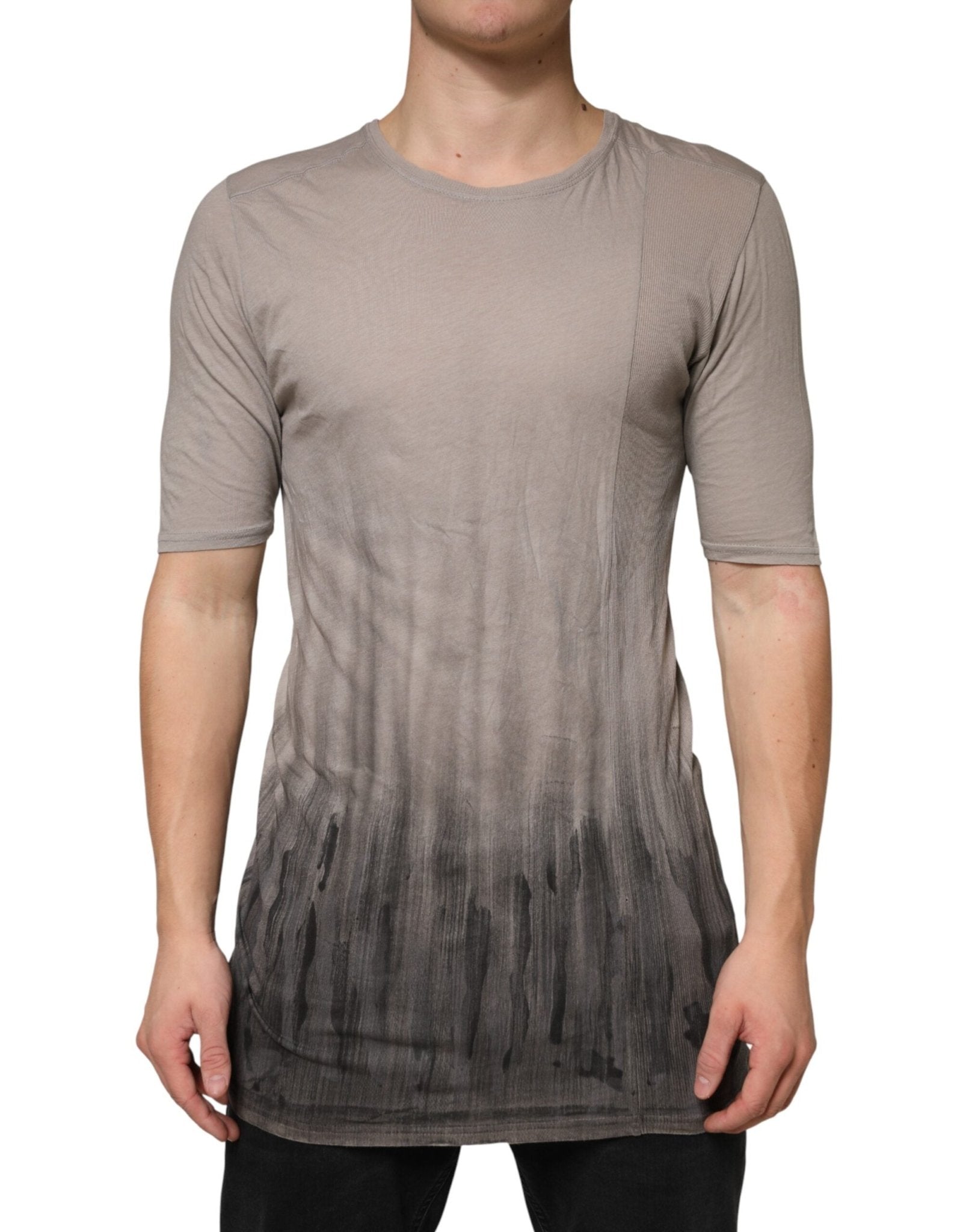 Laneus Gray Two Tone Cotton Round Neck Short Sleeves T-shirt - RIMODA