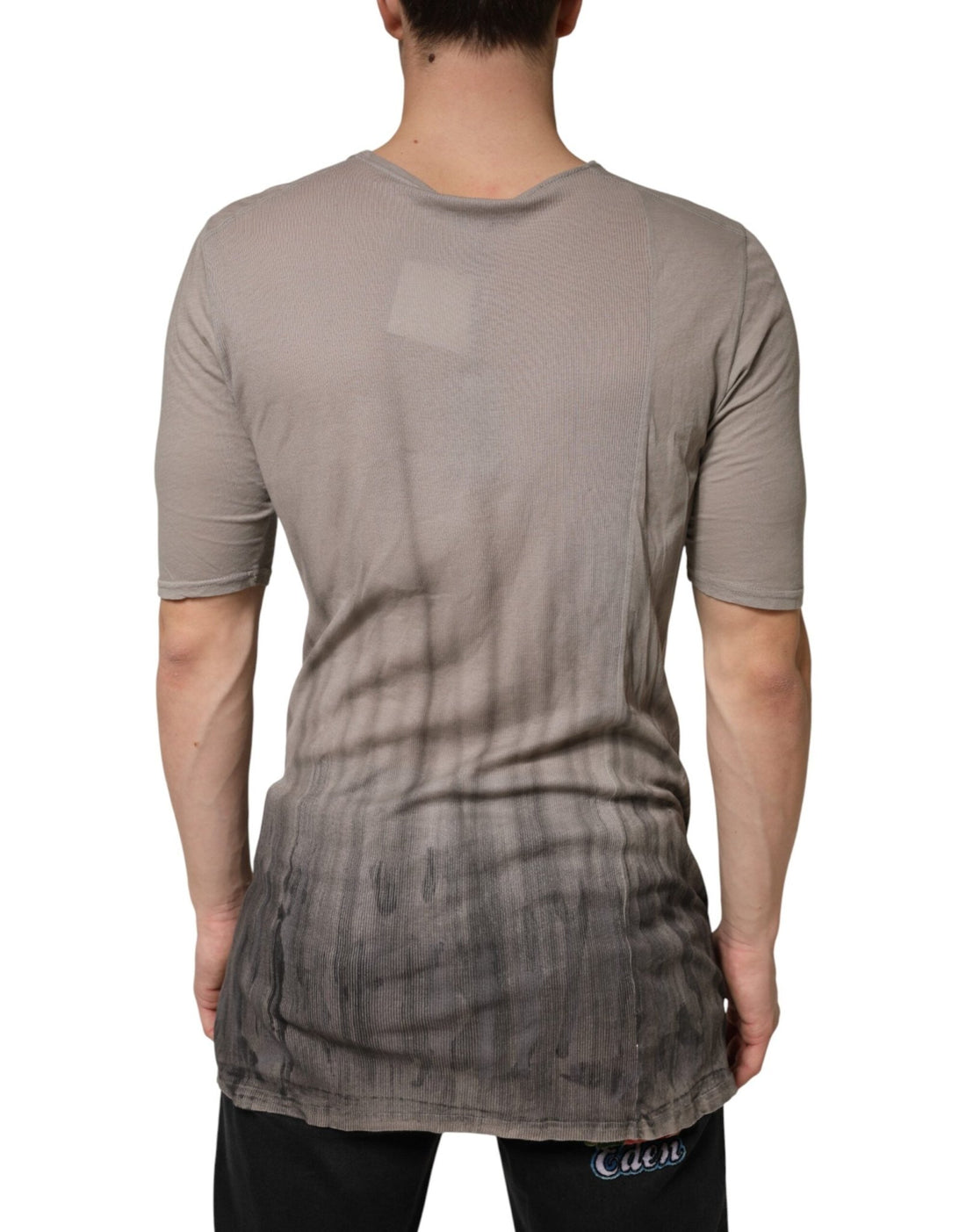 Laneus Gray Two Tone Cotton Round Neck Short Sleeves T-shirt - RIMODA