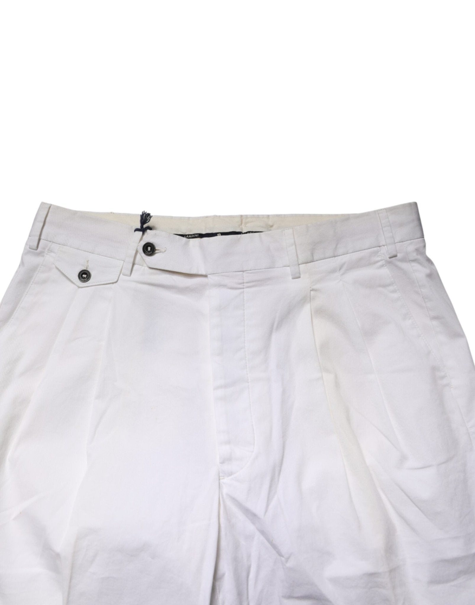 Lardini White Cotton Stretch Tapered Mid Waist Chino Pants - RIMODA