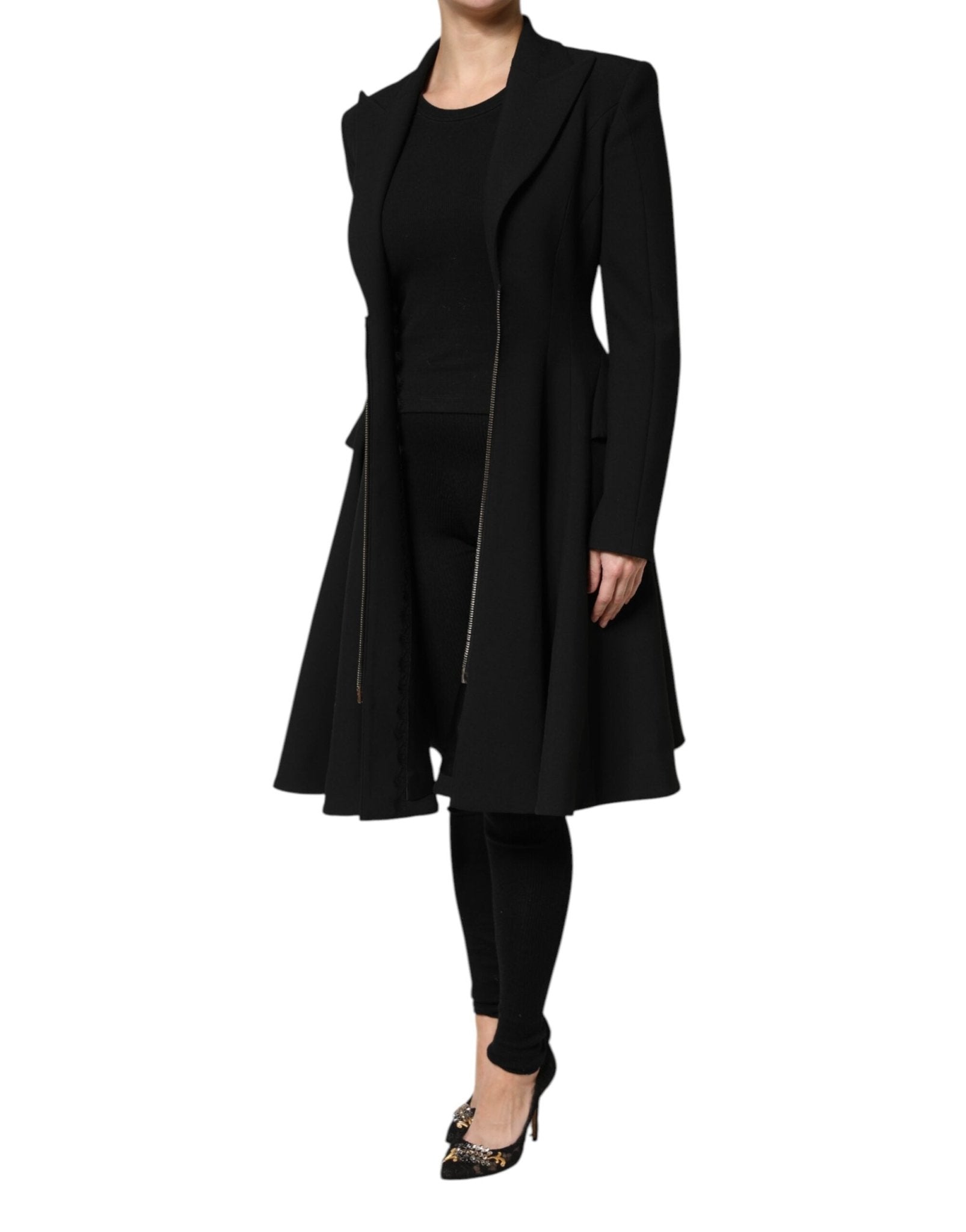 Les Hommes Black Polyester Single Breasted Trench Coat Jacket - RIMODA
