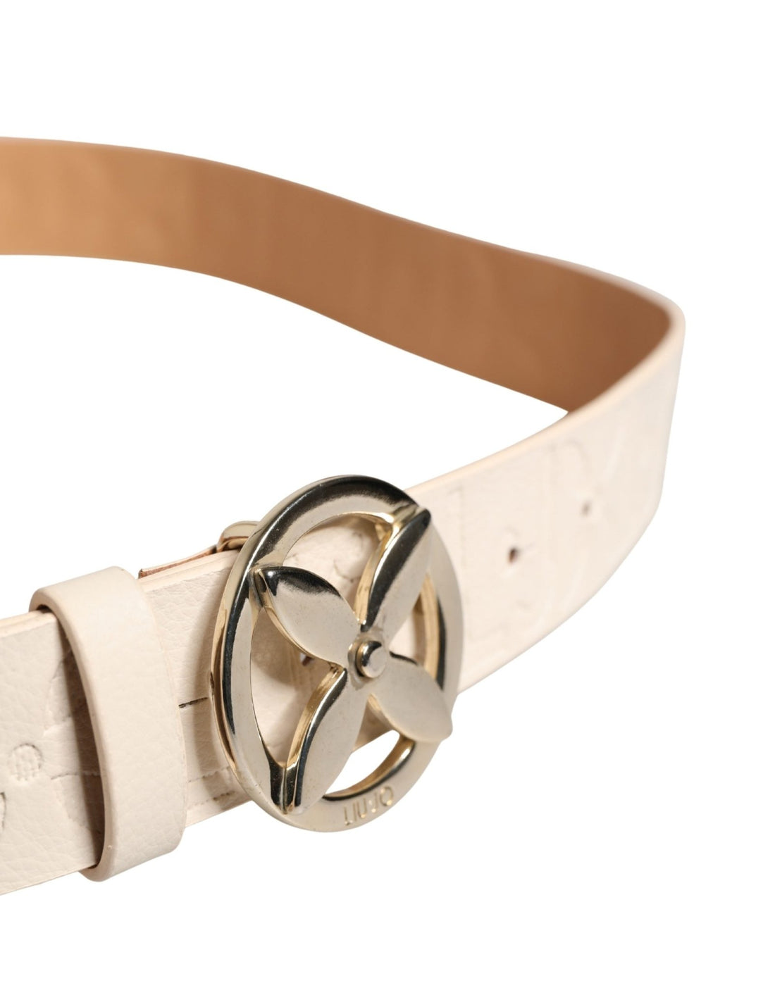 Liu Jo Beige Leather Wide Waist Silver Metal Buckle Waist Women Belt - RIMODA