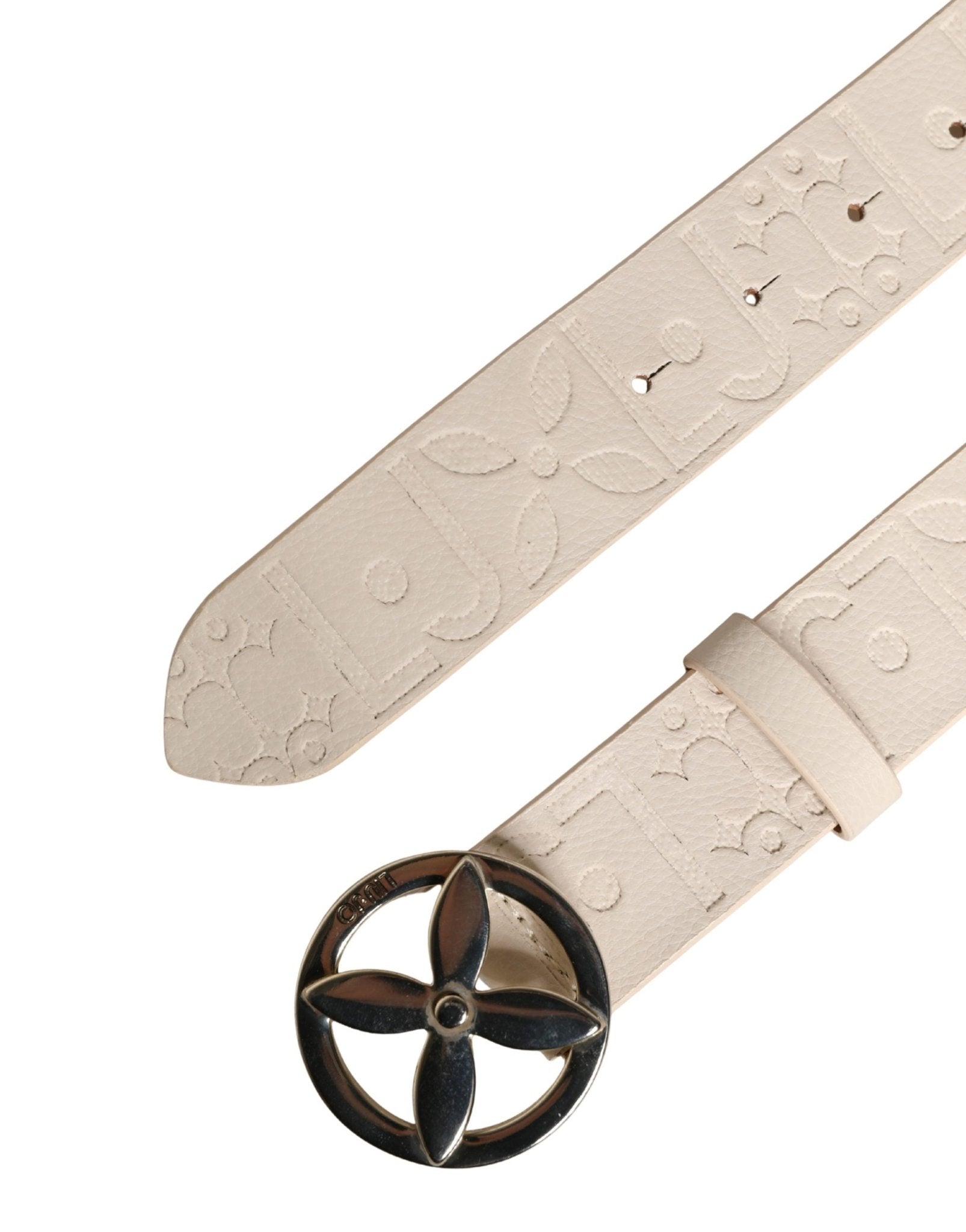 Liu Jo Beige Leather Wide Waist Silver Metal Buckle Waist Women Belt - RIMODA