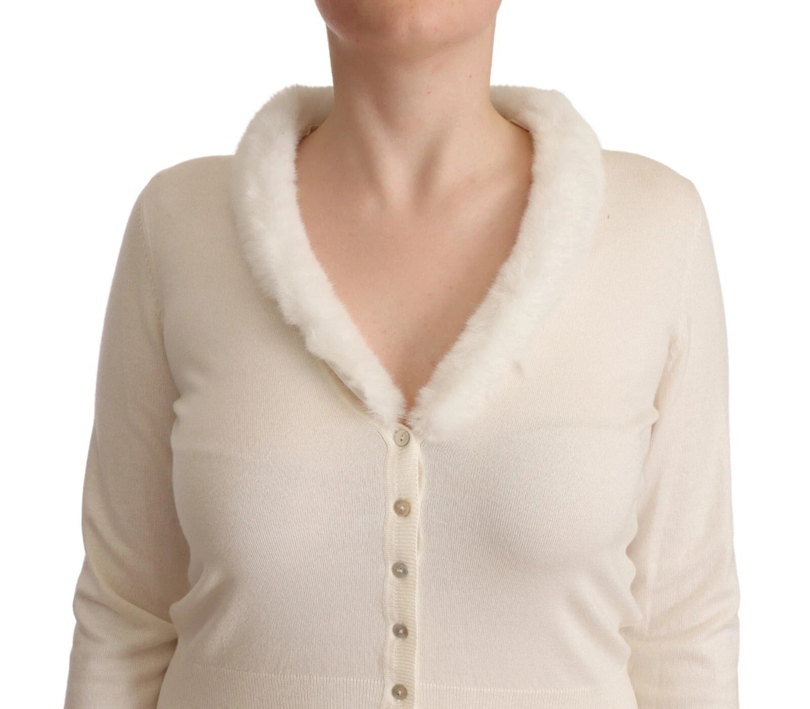 Liu Jo White Viscose Long Sleeves Fur Shearling Blouse - RIMODA