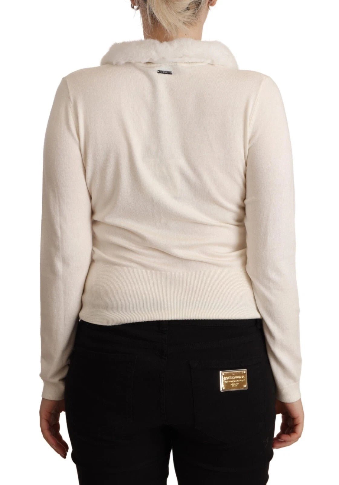 Liu Jo White Viscose Long Sleeves Fur Shearling Blouse - RIMODA