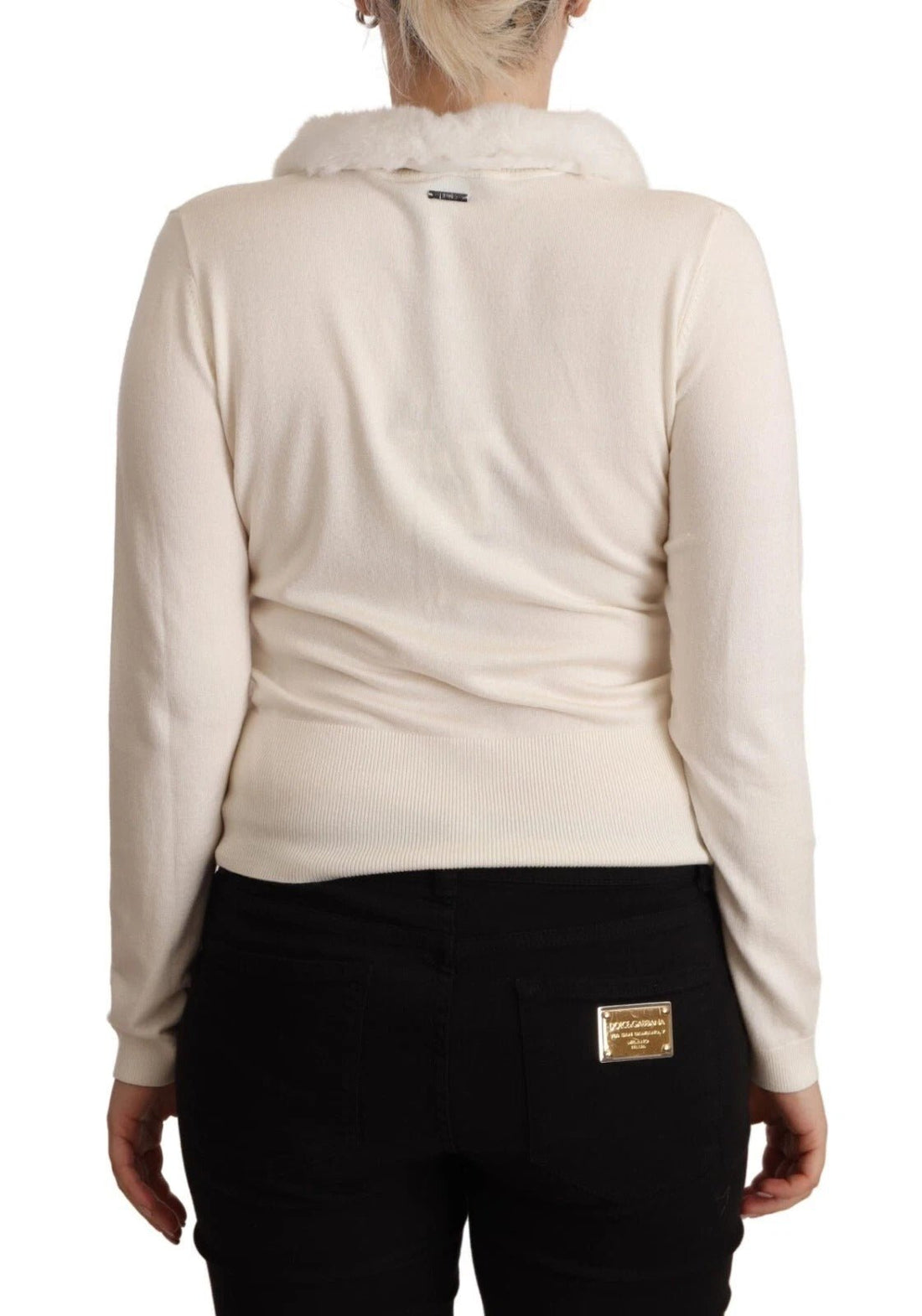 Liu Jo White Viscose Long Sleeves Fur Shearling Blouse - RIMODA