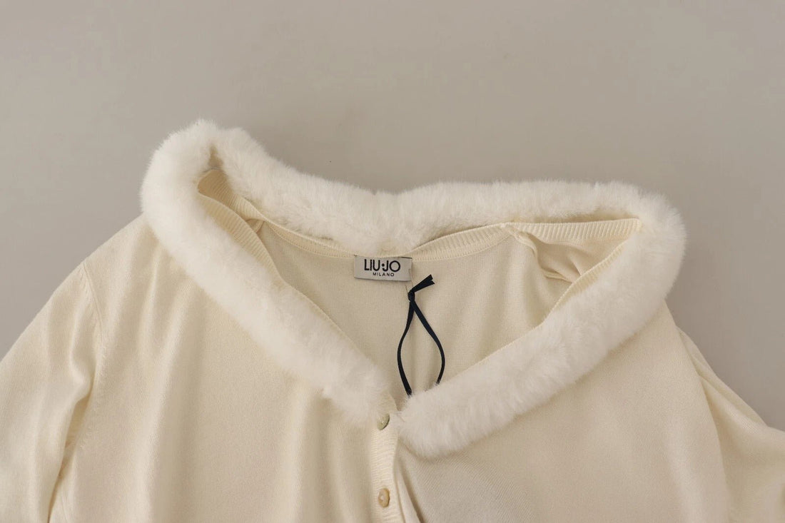 Liu Jo White Viscose Long Sleeves Fur Shearling Blouse - RIMODA